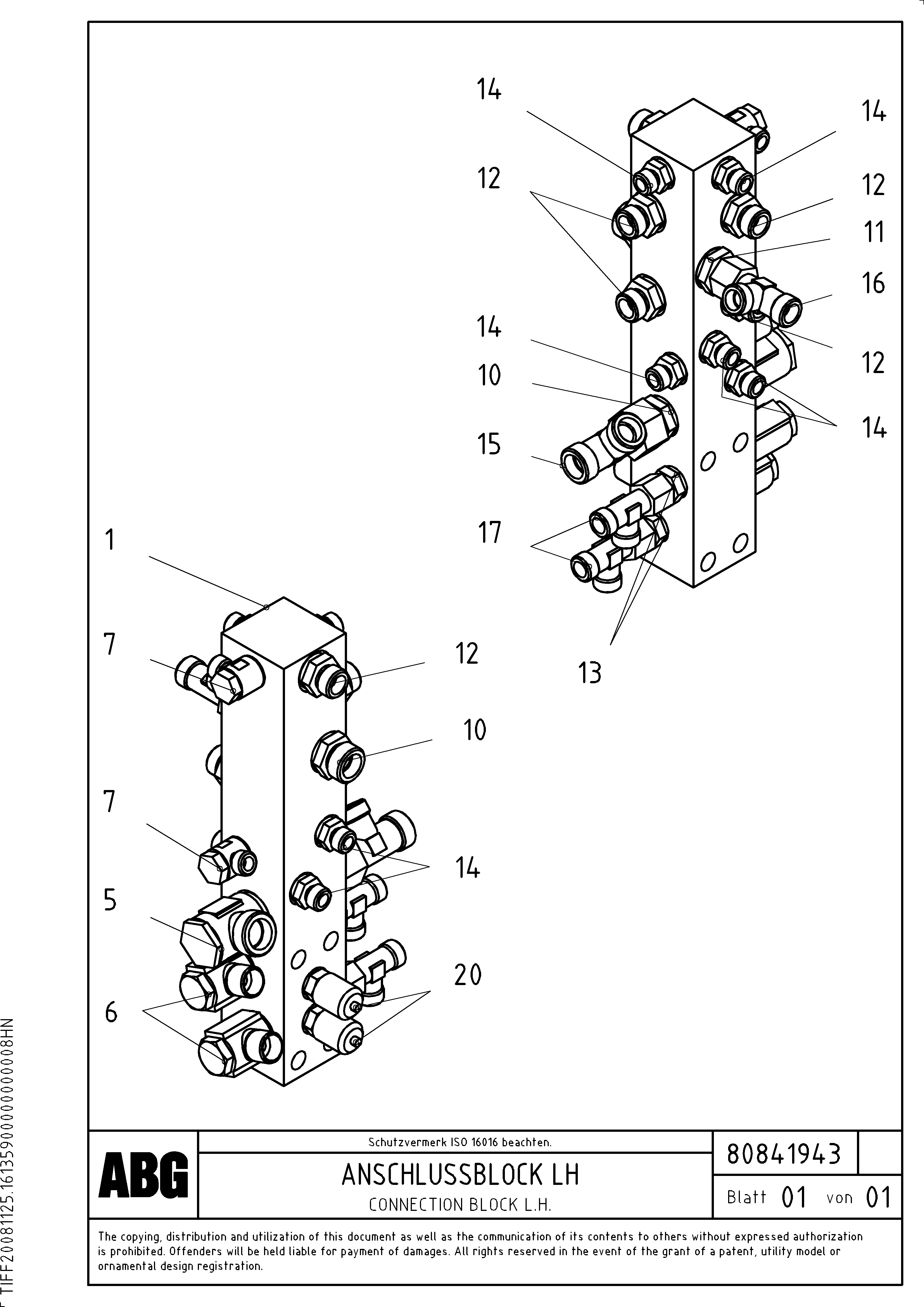 Схема запчастей Volvo Omni 1000 - 73626 Connection block OMNI 1000 ATT. SCREEDS 3,0 - 9,0M PF6110, PF6160/6170