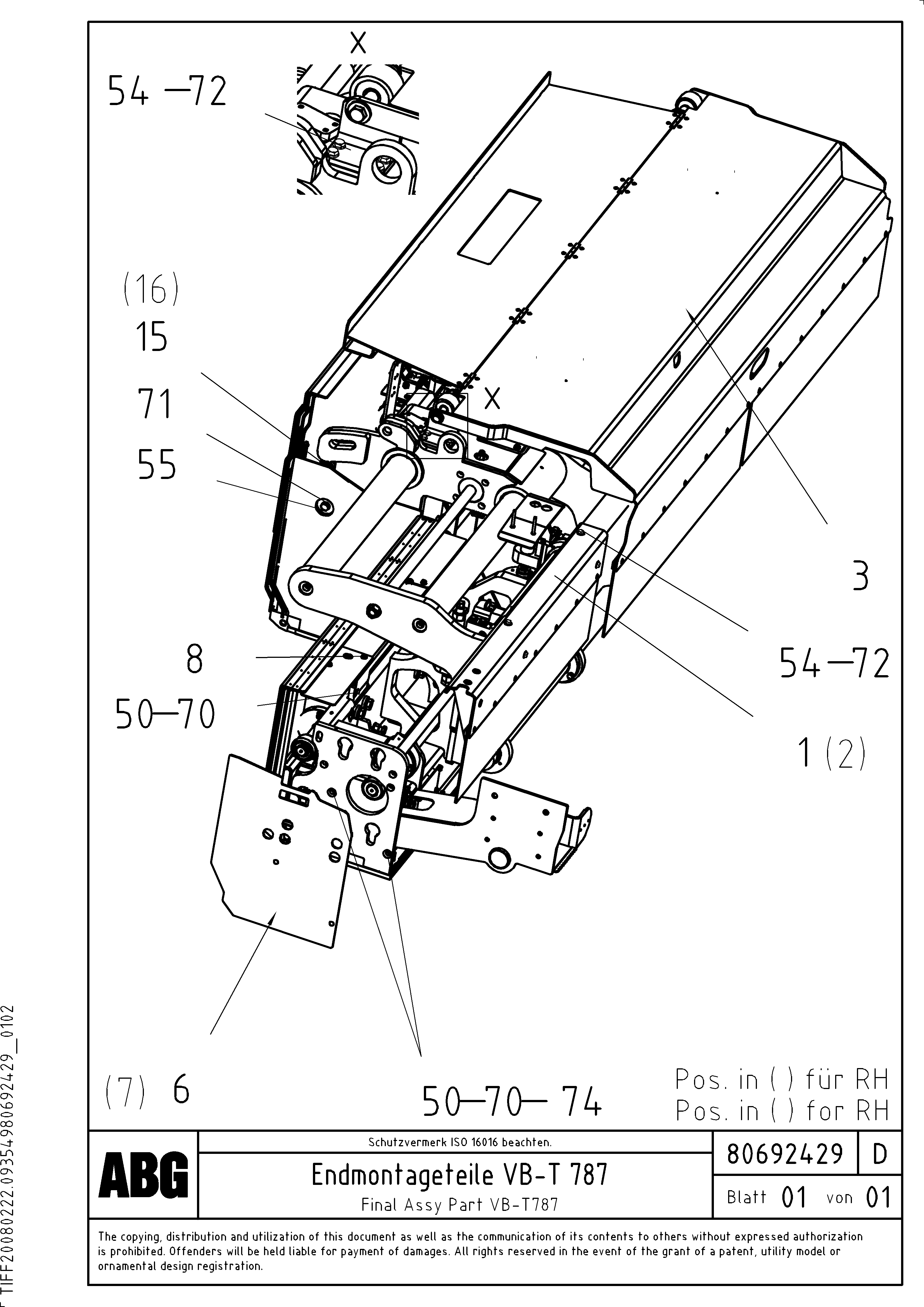 Схема запчастей Volvo VB-T 78 ETC - 40806 Final assembly on basic and extendable screeds VB-T 78 ETC ATT. SCREEDS 2,5 - 8,0M ABG6820