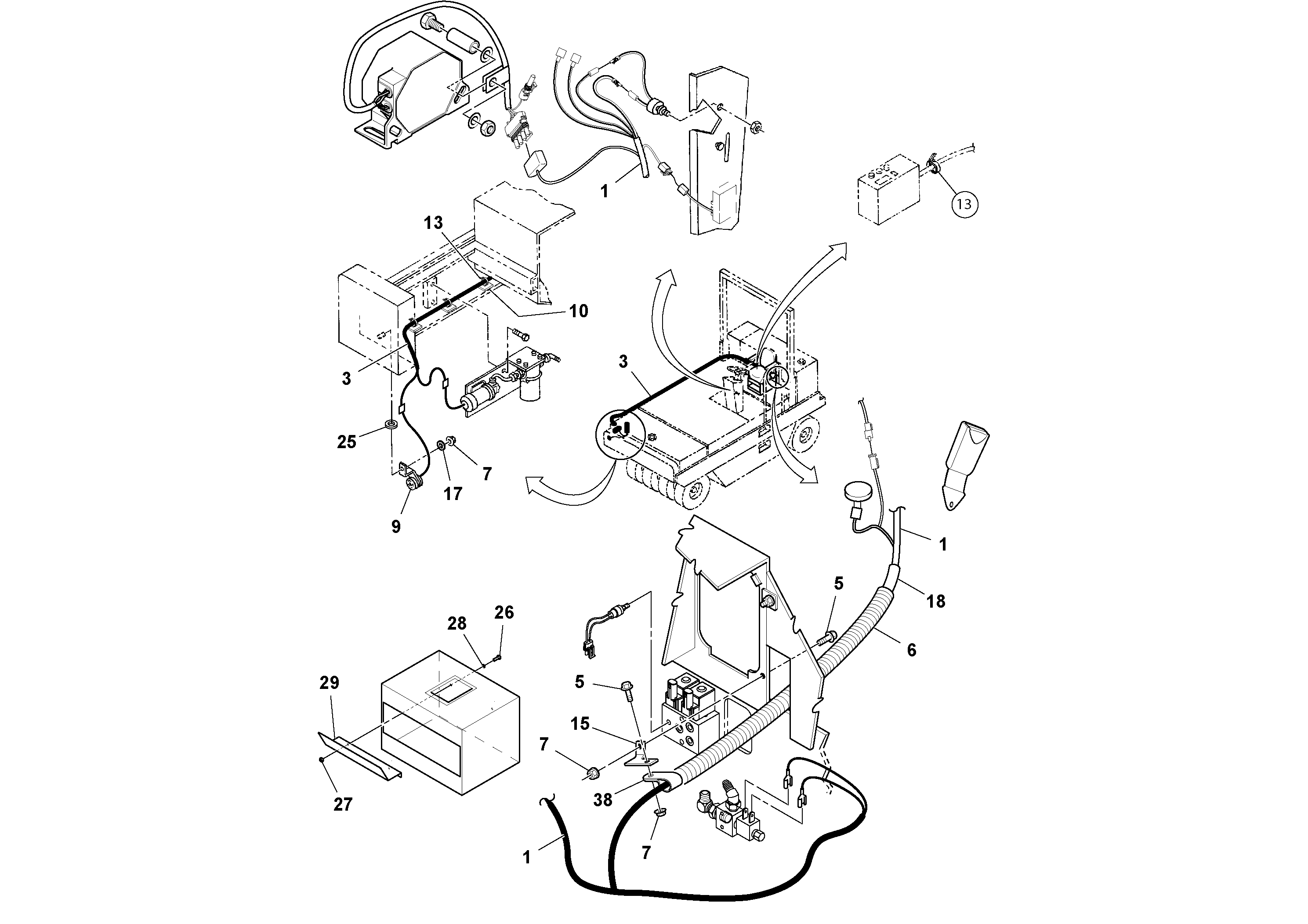 Схема запчастей Volvo PT125R S/N 197470- - 41323 Cabling Installation 