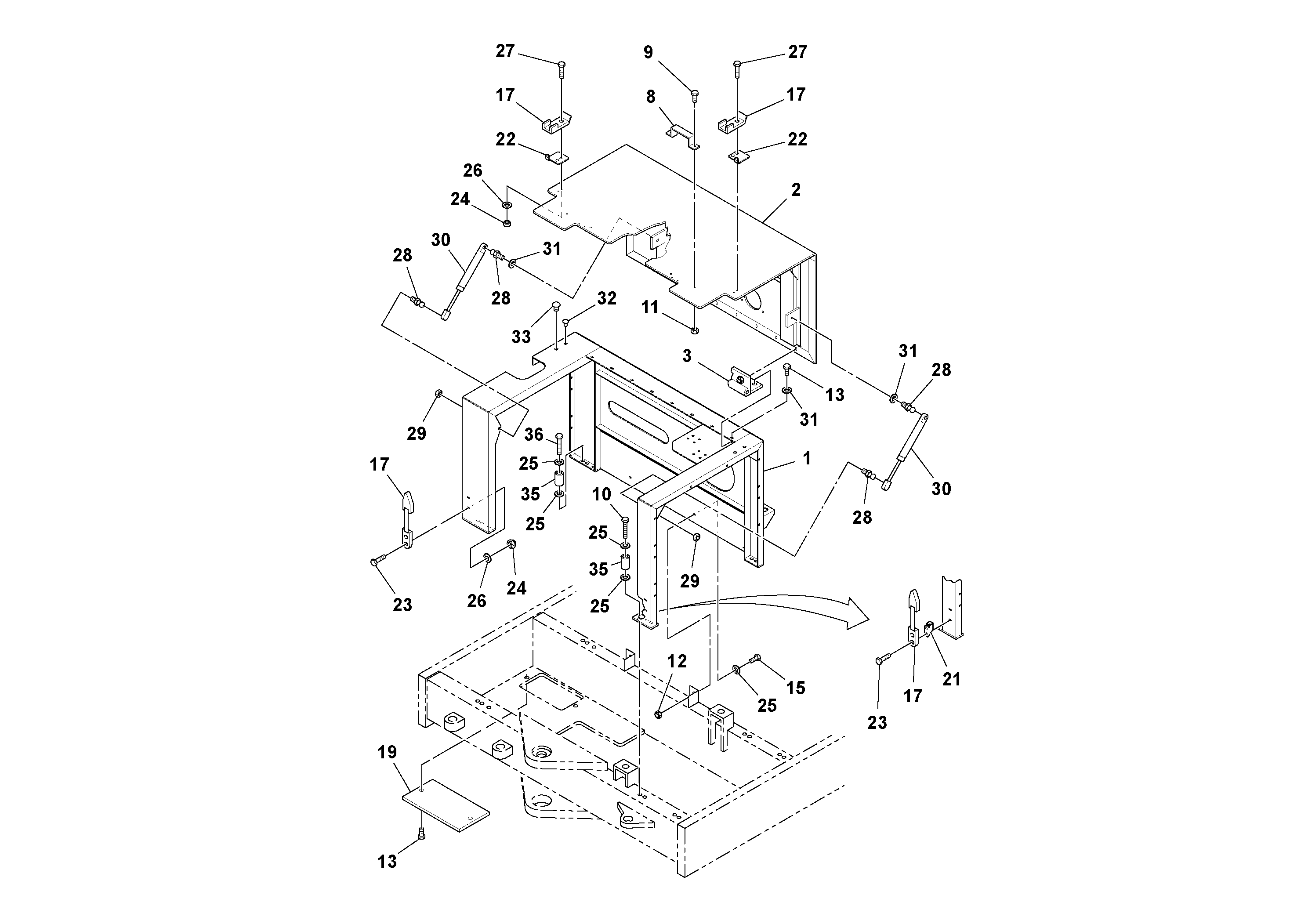 Схема запчастей Volvo DD90/DD90HF S/N 197375 - - 94836 Engine Cowling Installation 