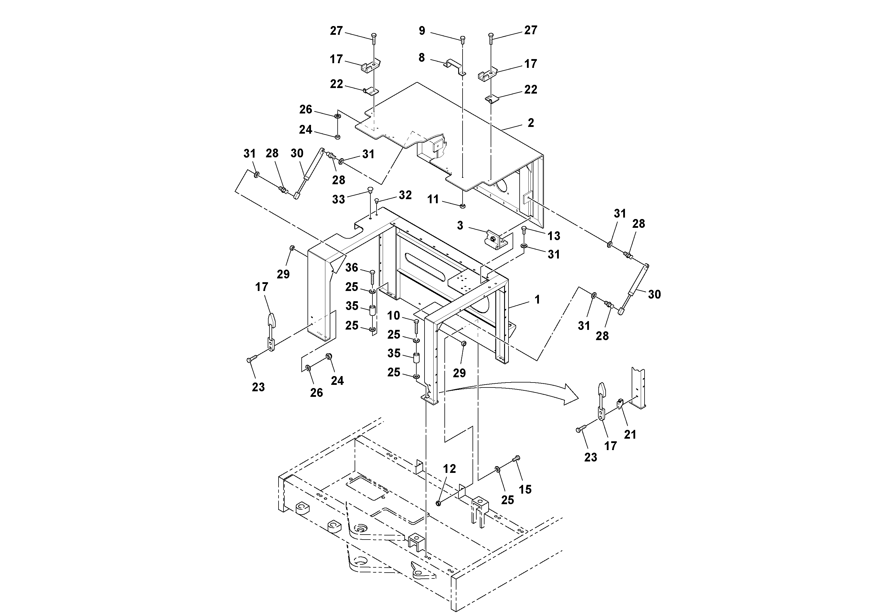 Схема запчастей Volvo DD90/DD90HF S/N 197375 - - 96292 Engine Cowling Installation 