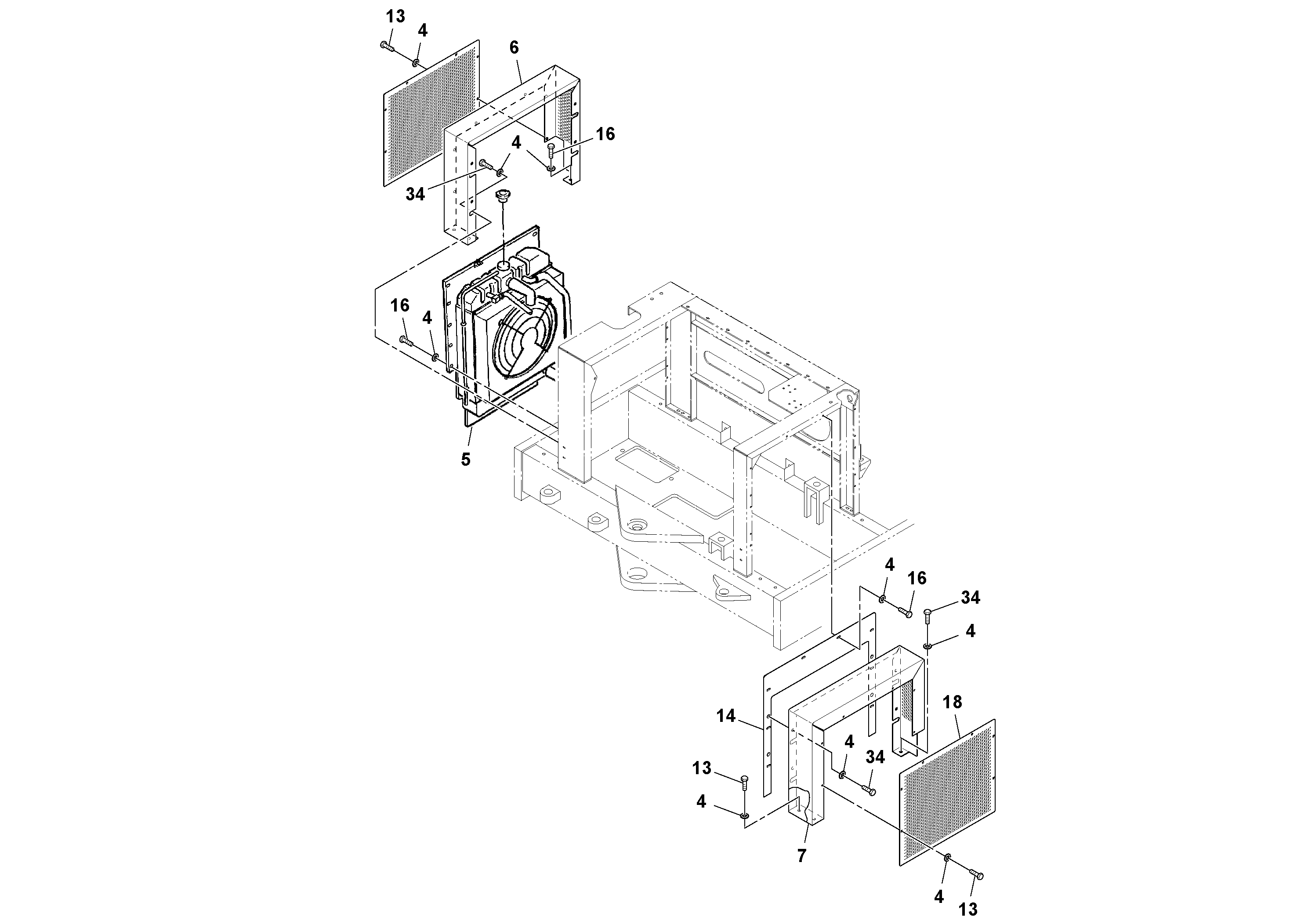 Схема запчастей Volvo DD90/DD90HF S/N 197375 - - 98148 Engine Cowling Installation 