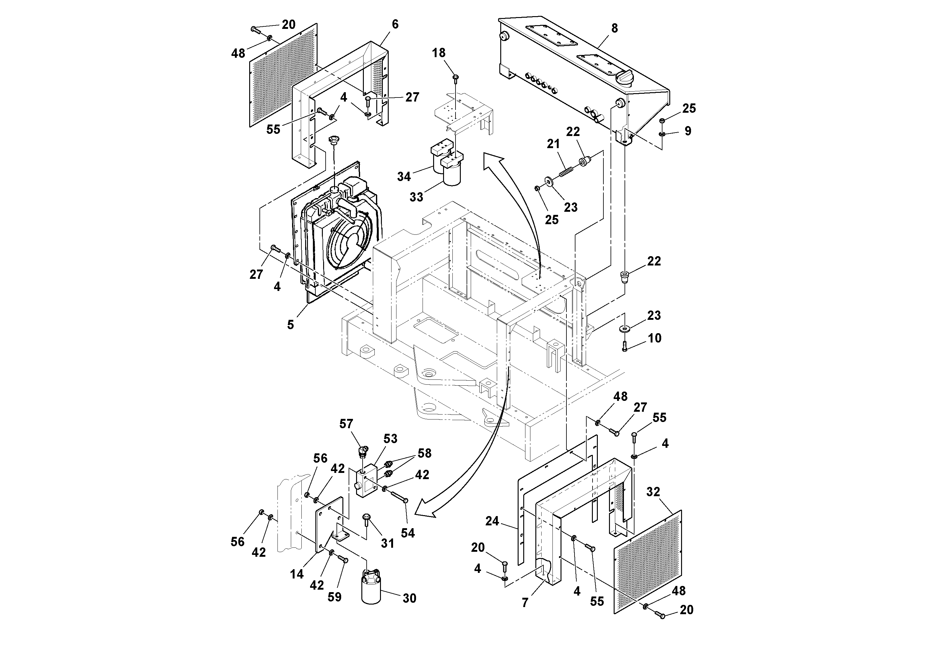 Схема запчастей Volvo DD90/DD90HF S/N 197375 - - 99150 Engine Cowling and Hydraulic Tank Installation 