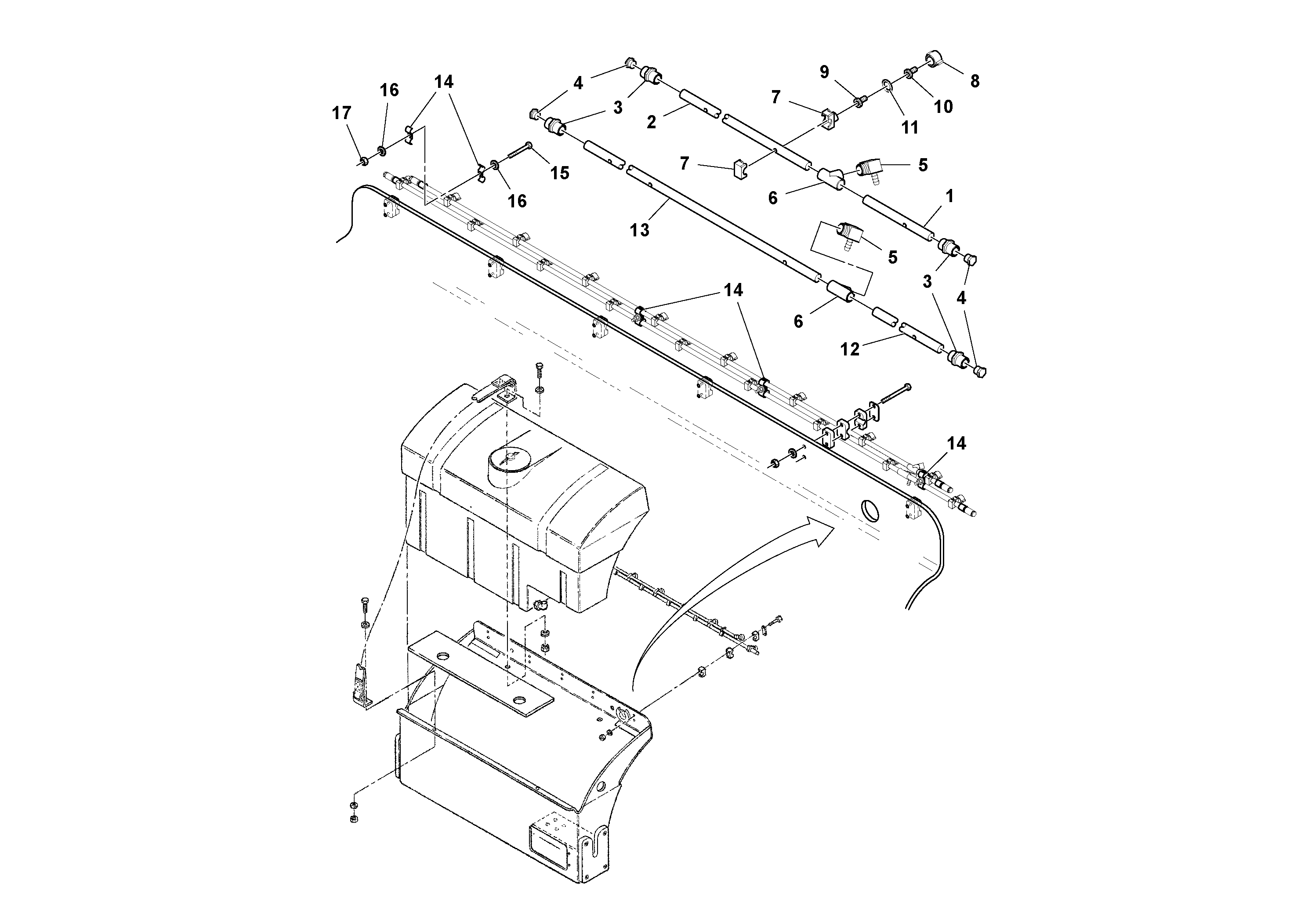 Схема запчастей Volvo DD90/DD90HF S/N 197375 - - 92485 Spray Bar Assembly 