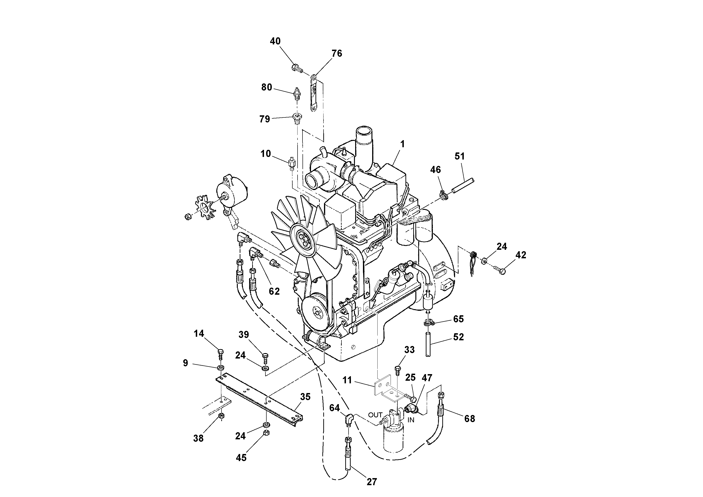 Схема запчастей Volvo DD90/DD90HF S/N 197375 - - 105350 Engine Installation 