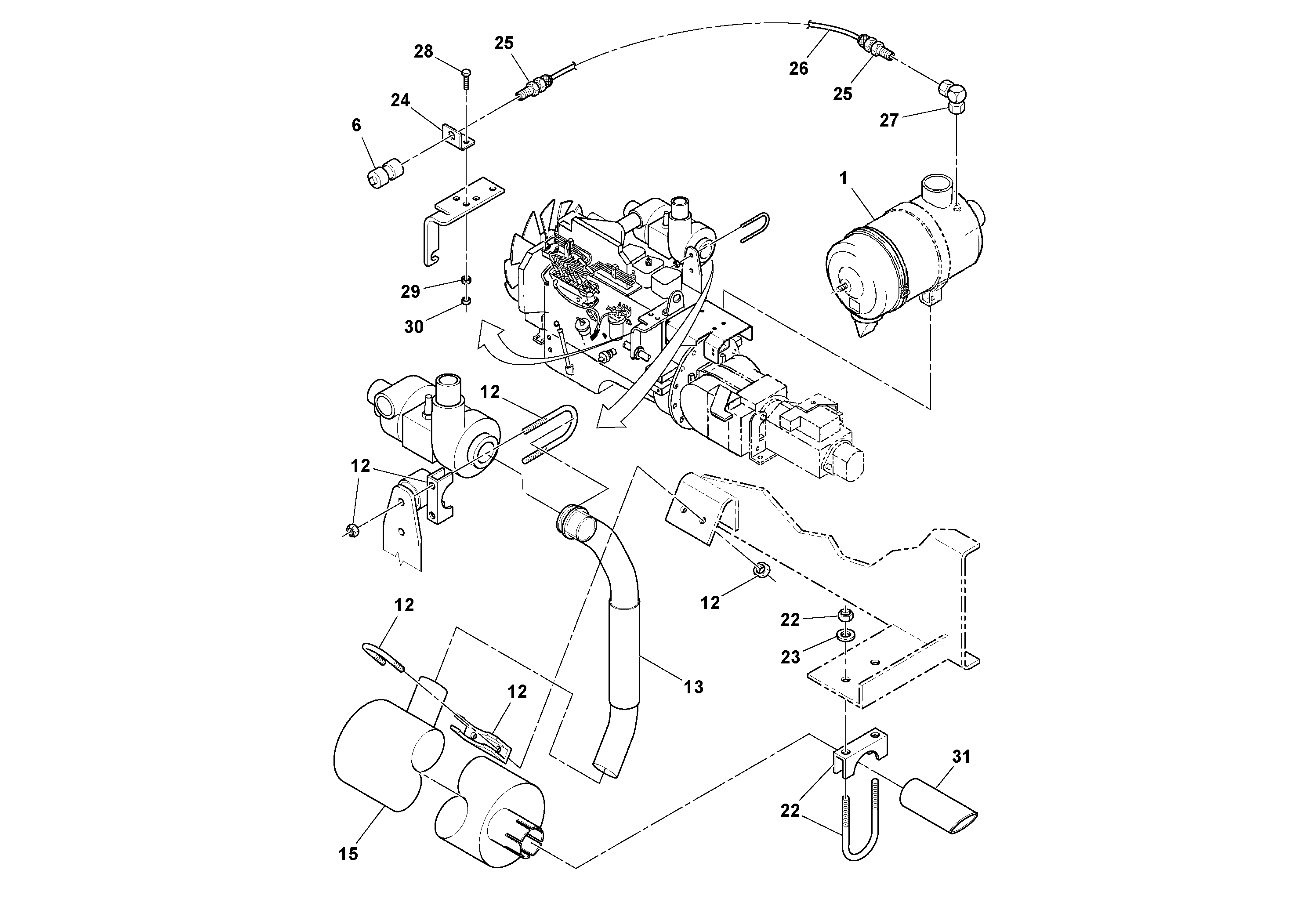 Схема запчастей Volvo DD90/DD90HF S/N 197375 - - 92856 Air cleaner installation 