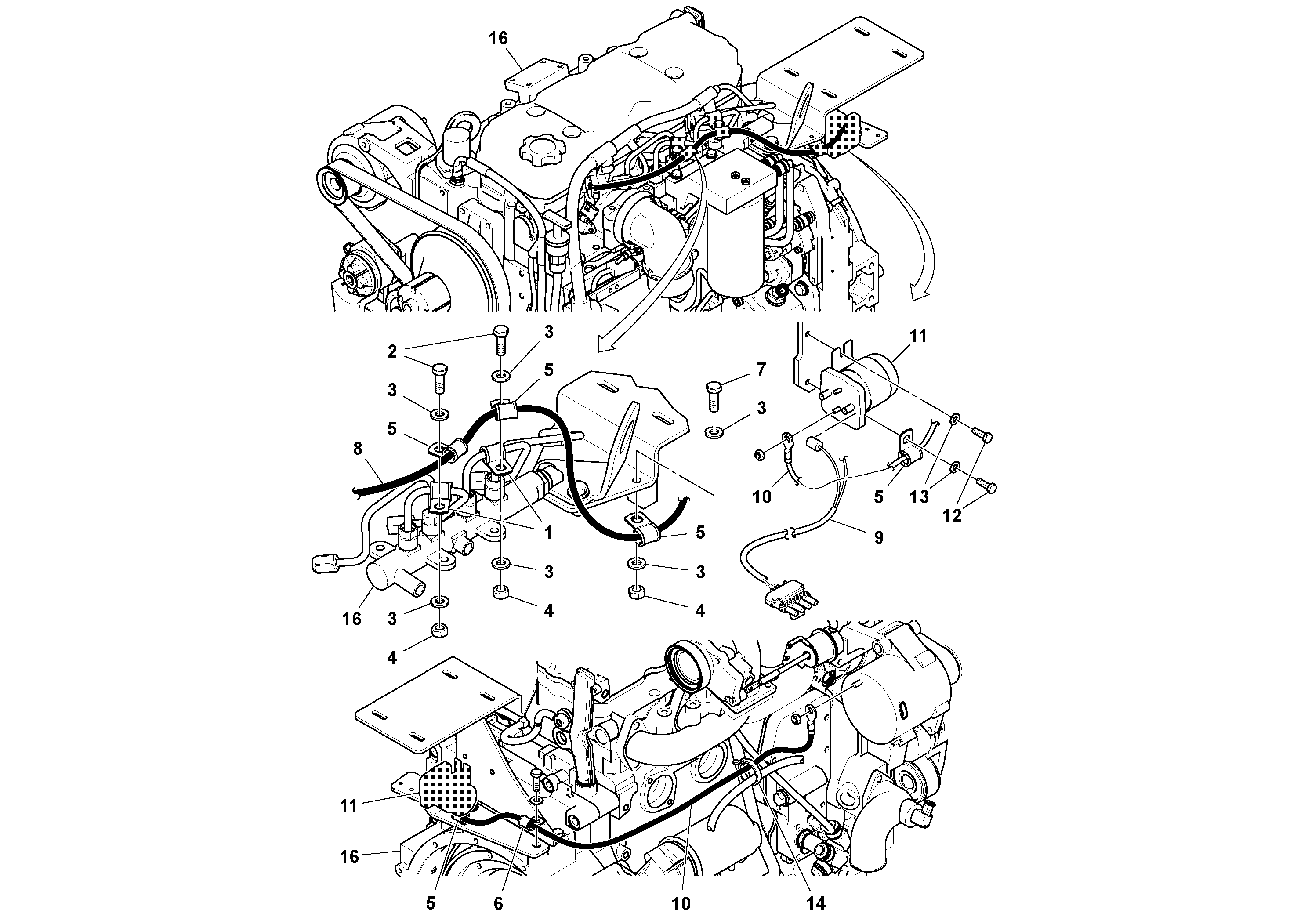 Схема запчастей Volvo DD90/DD90HF S/N 197375 - - 91497 Grid Heater Installation 