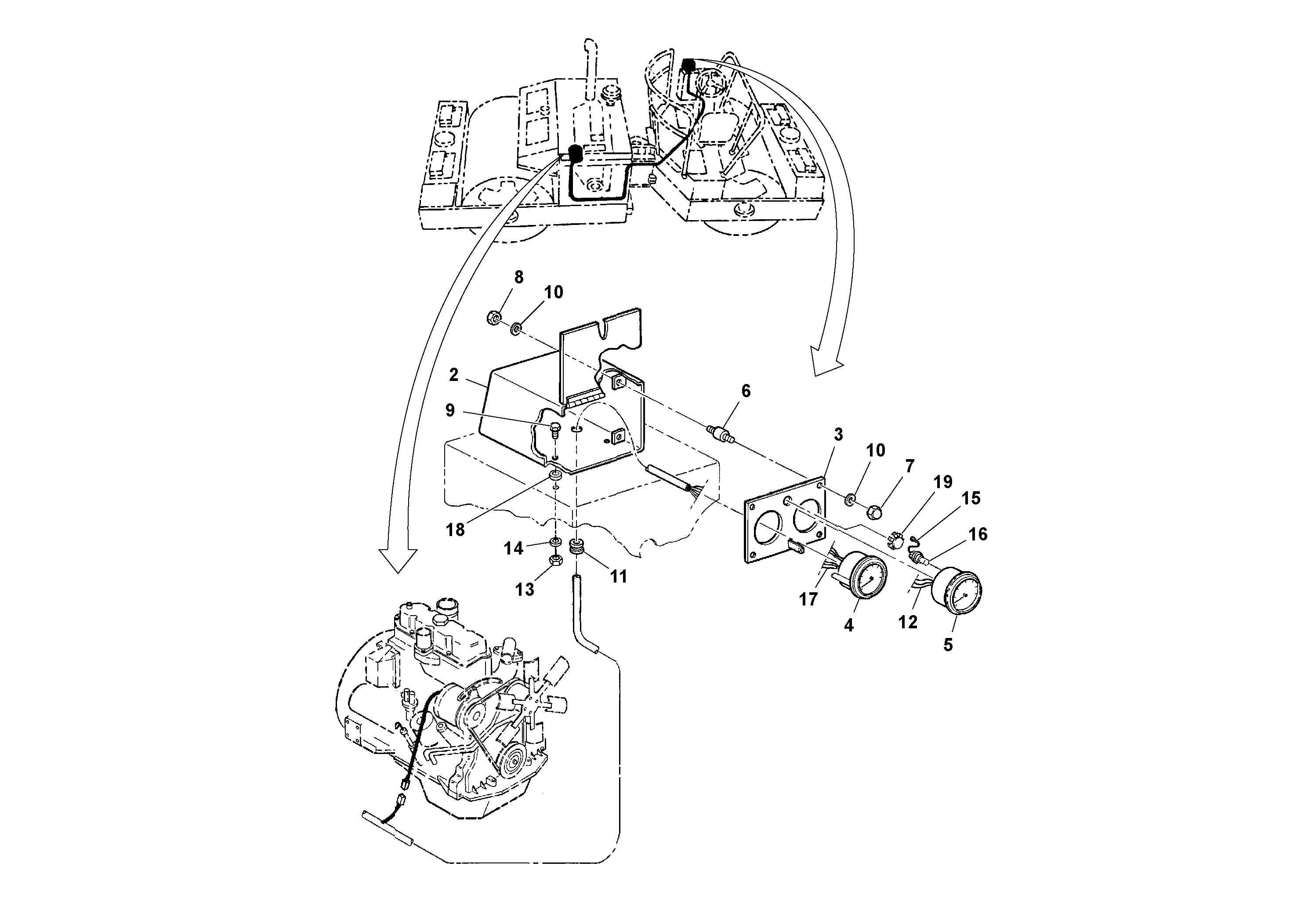 Схема запчастей Volvo DD90/DD90HF S/N 197375 - - 91591 Speedometer/tachometer Installation 