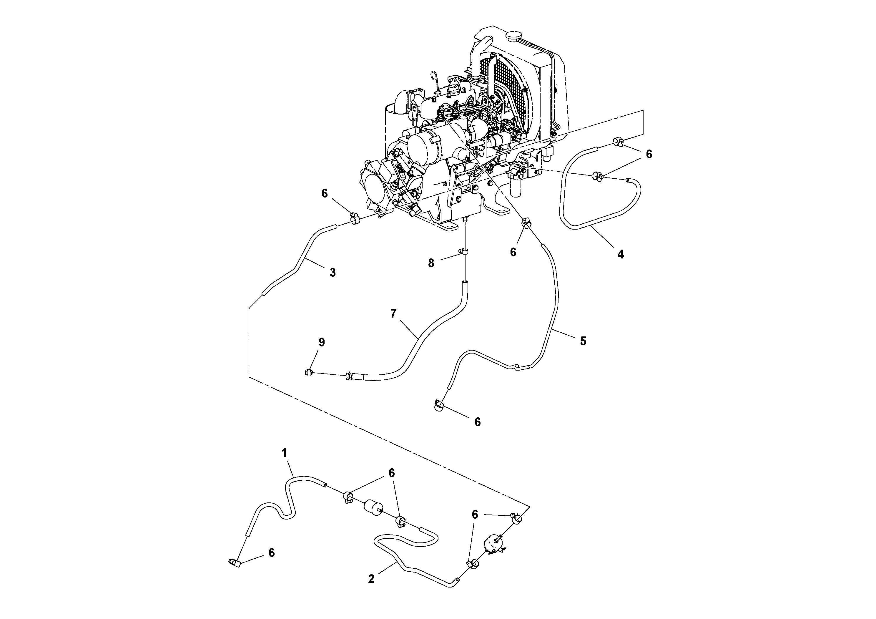 Схема запчастей Volvo DD14S/DD16 S/N 197600 - - 78993 Fuel and Drain Lines Installation 