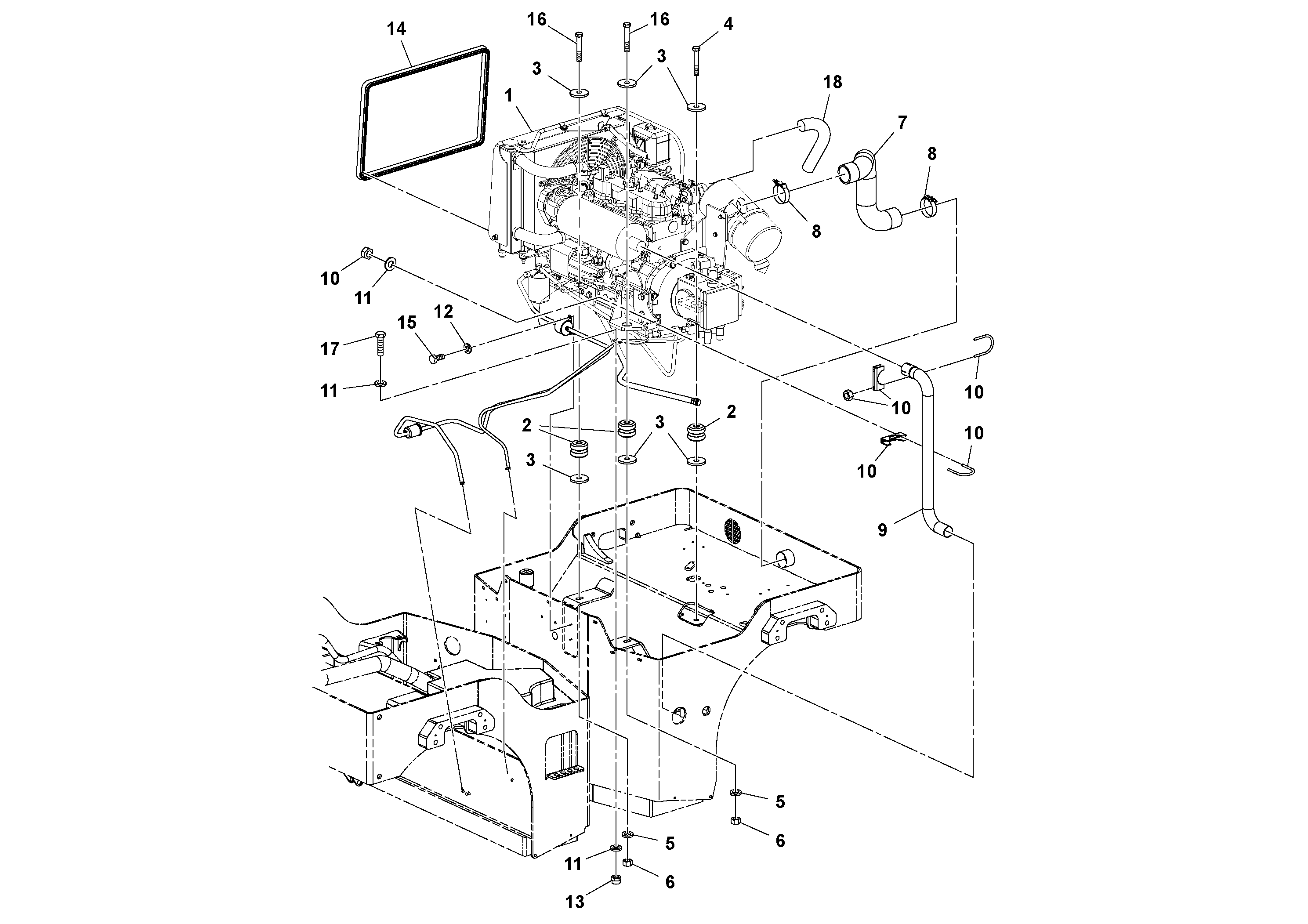 Схема запчастей Volvo CR24/CR30 S/N 197606 - - 41880 Engine Installation 