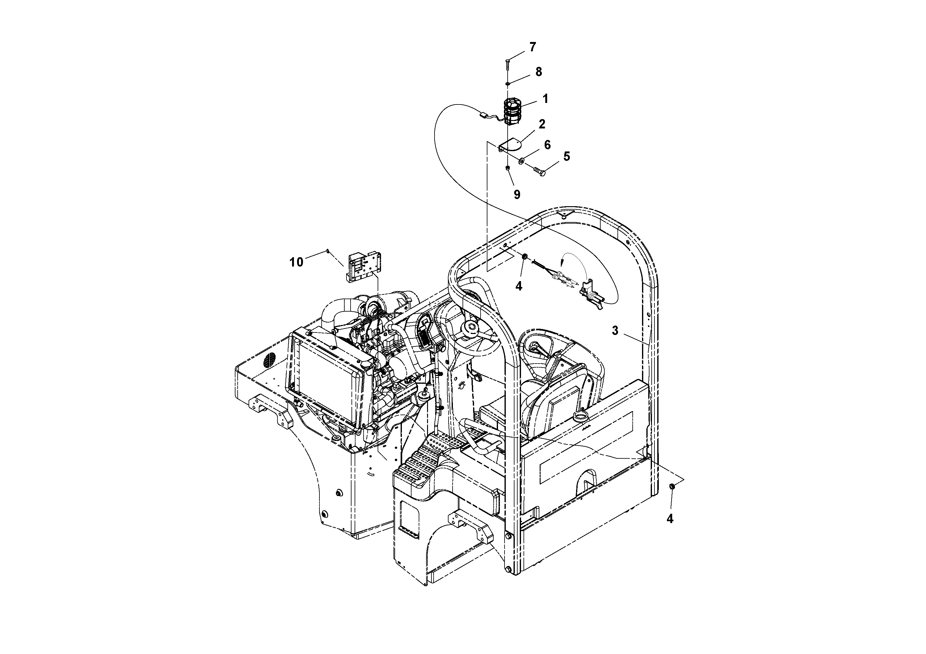 Схема запчастей Volvo CR24/CR30 S/N 197606 - - 37346 Arch ROPS Beacon Light Installation 