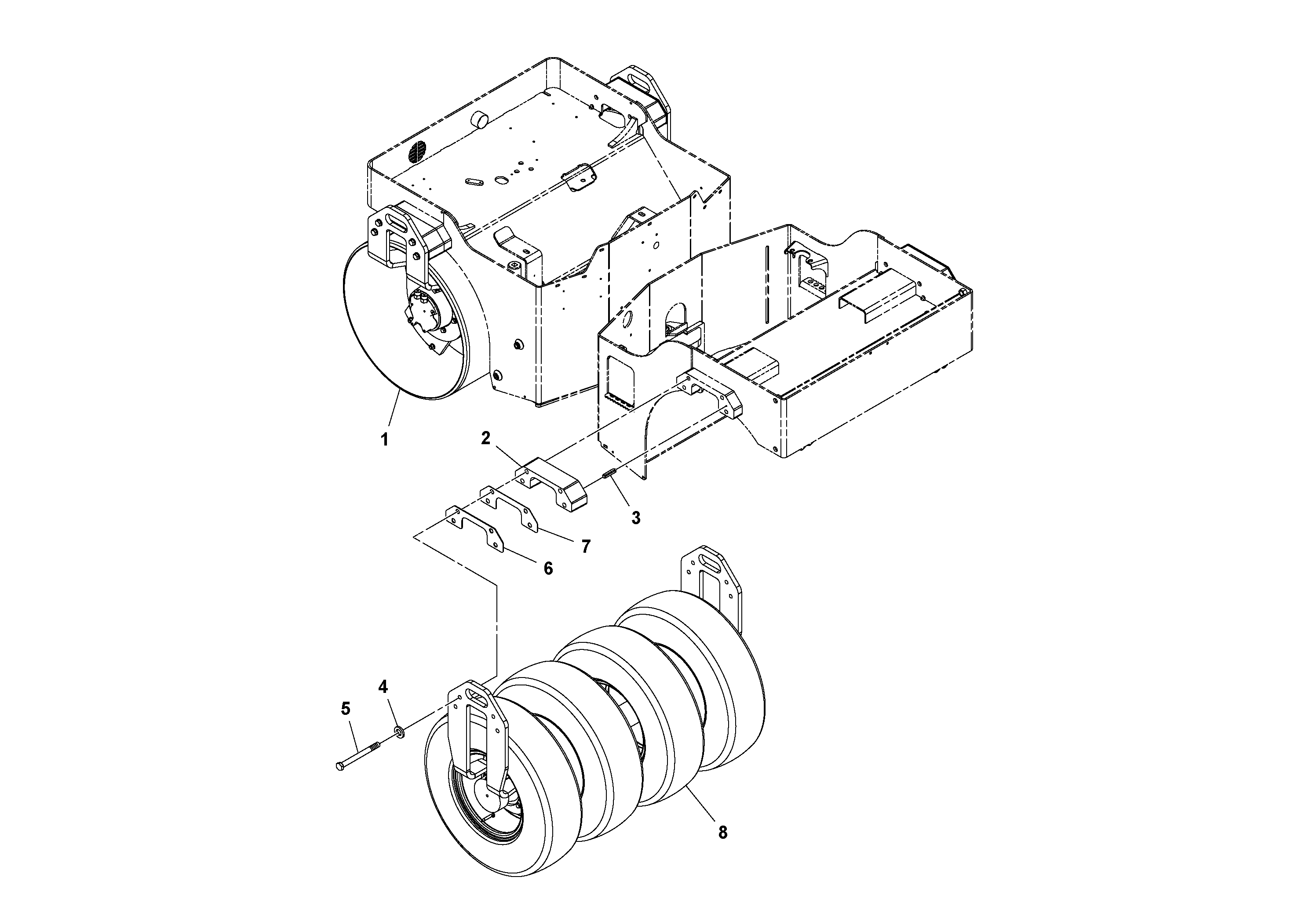 Схема запчастей Volvo CR24/CR30 S/N 197606 - - 37376 Drum/wheel and tire installation 