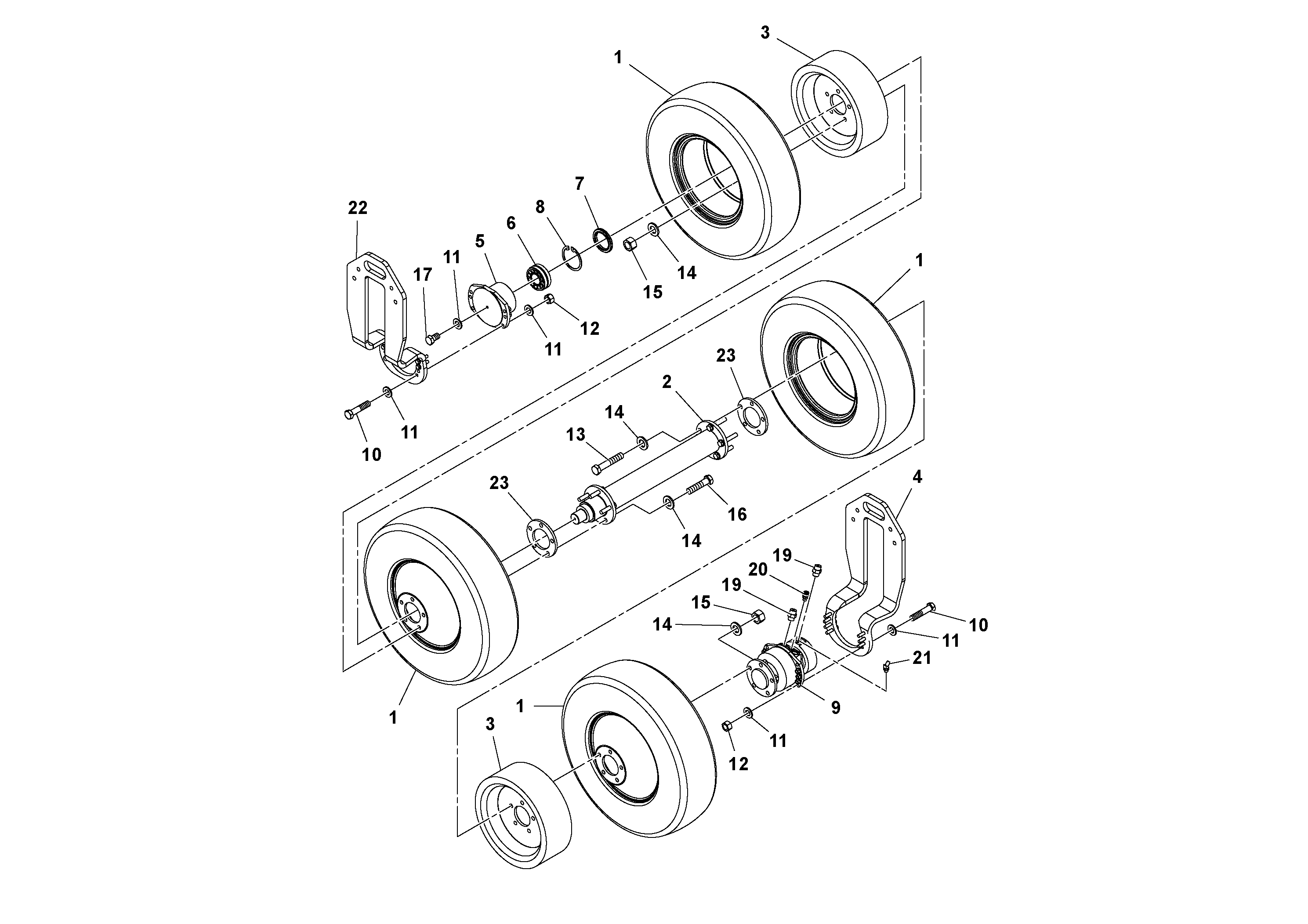 Схема запчастей Volvo CR24/CR30 S/N 197606 - - 105009 Tire and Wheel Assembly 