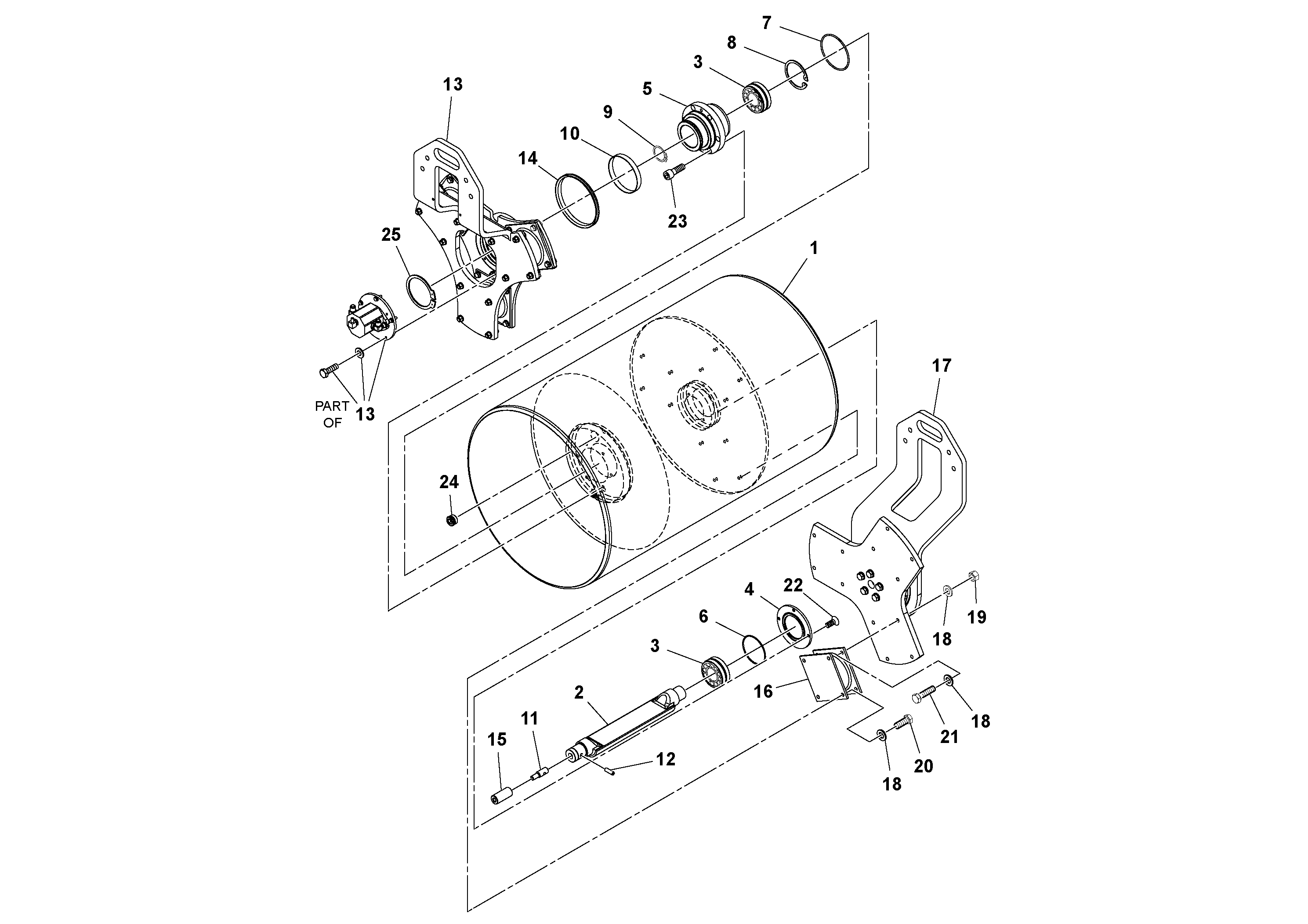 Схема запчастей Volvo CR24/CR30 S/N 197606 - - 106291 Drum Assembly 