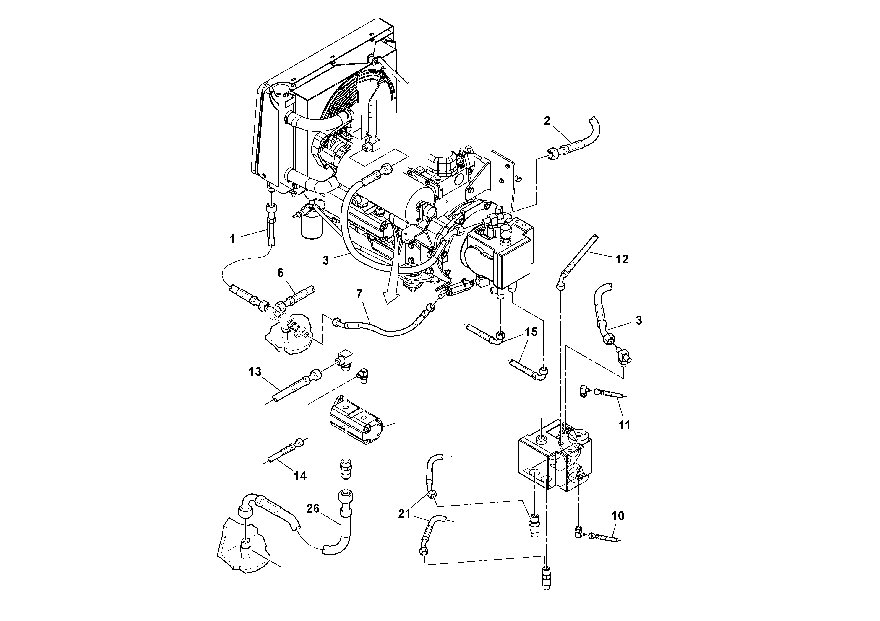 Схема запчастей Volvo CR24/CR30 S/N 197606 - - 43460 Hydraulic hoses/tube installation 