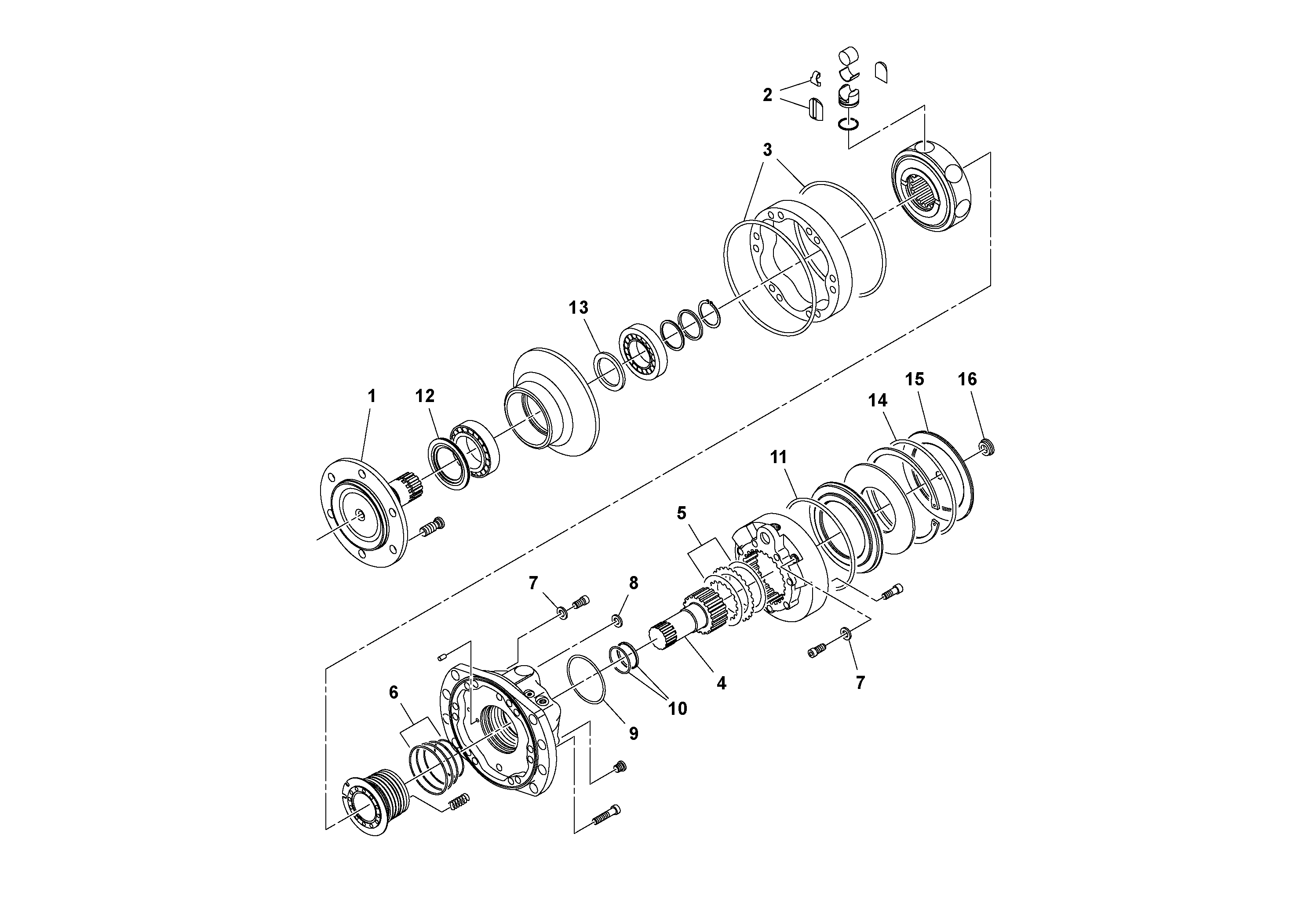 Схема запчастей Volvo DD29/DD30/DD31HF/DD38HF S/N 197592 - - 74341 Drive Motor 