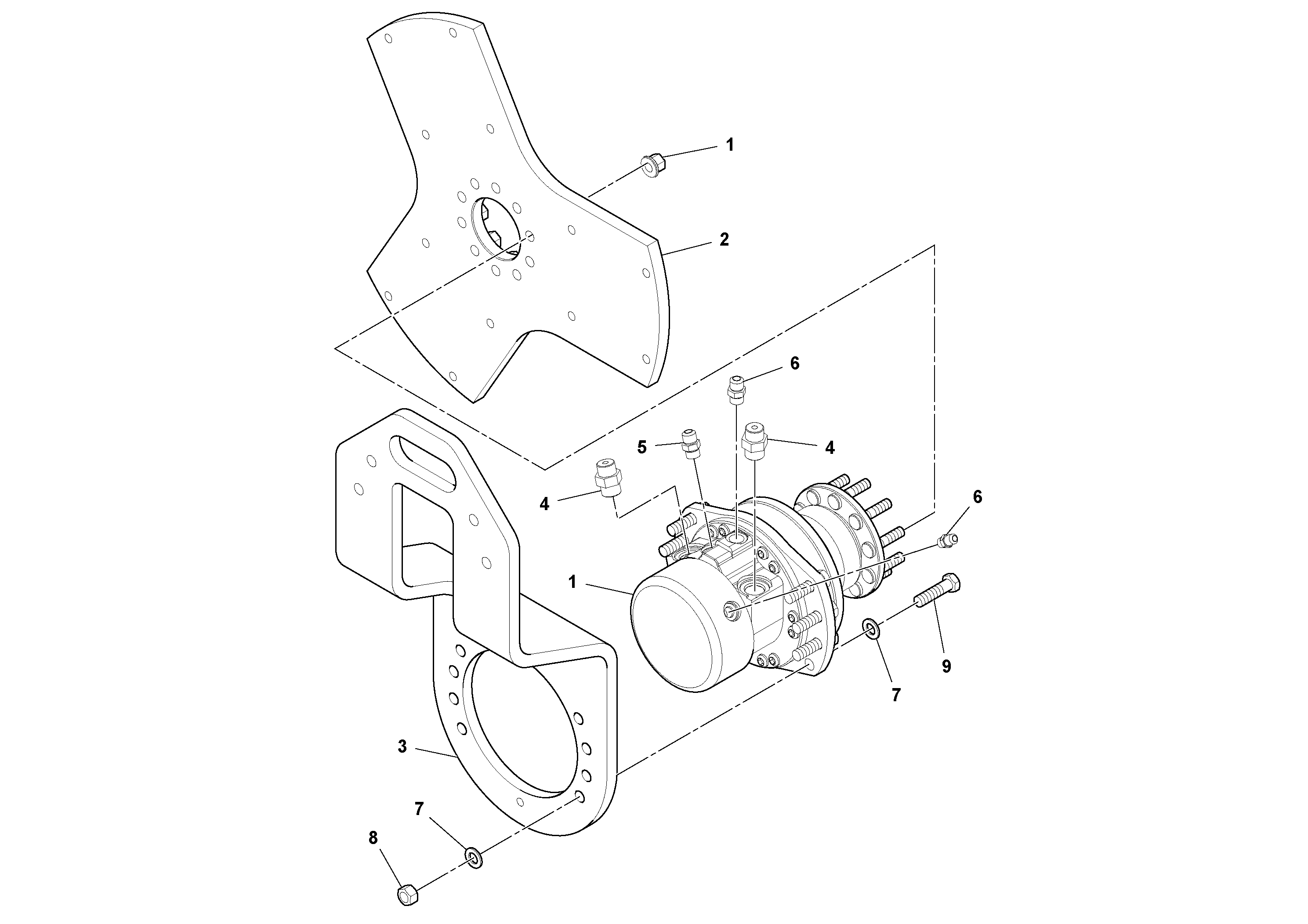 Схема запчастей Volvo DD29/DD30/DD31HF/DD38HF S/N 197592 - - 85978 Rear Drive Motor Assembly 