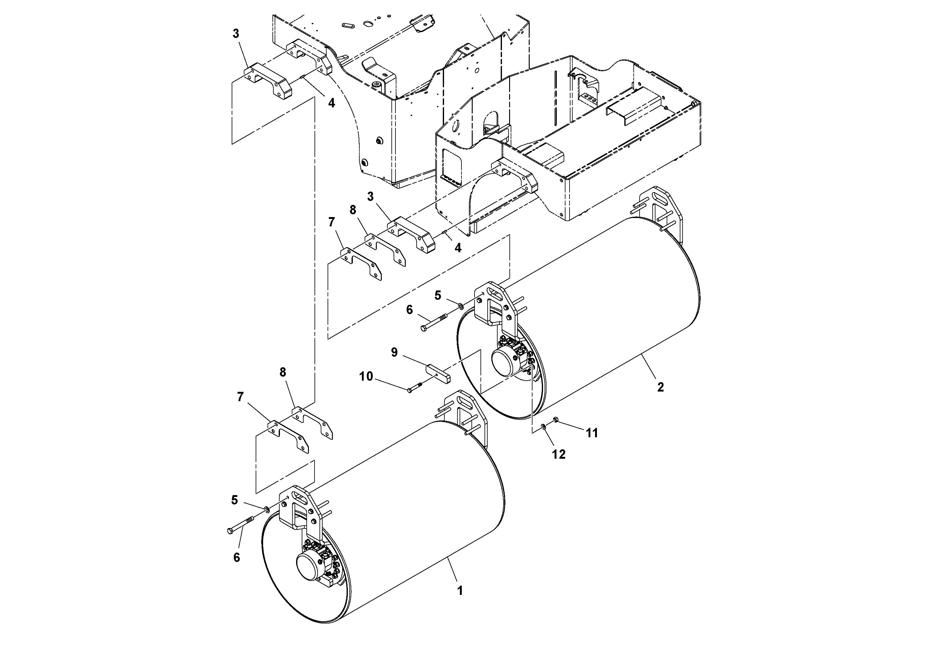 Схема запчастей Volvo DD29/DD30/DD31HF/DD38HF S/N 197592 - - 106270 Drum Installation 