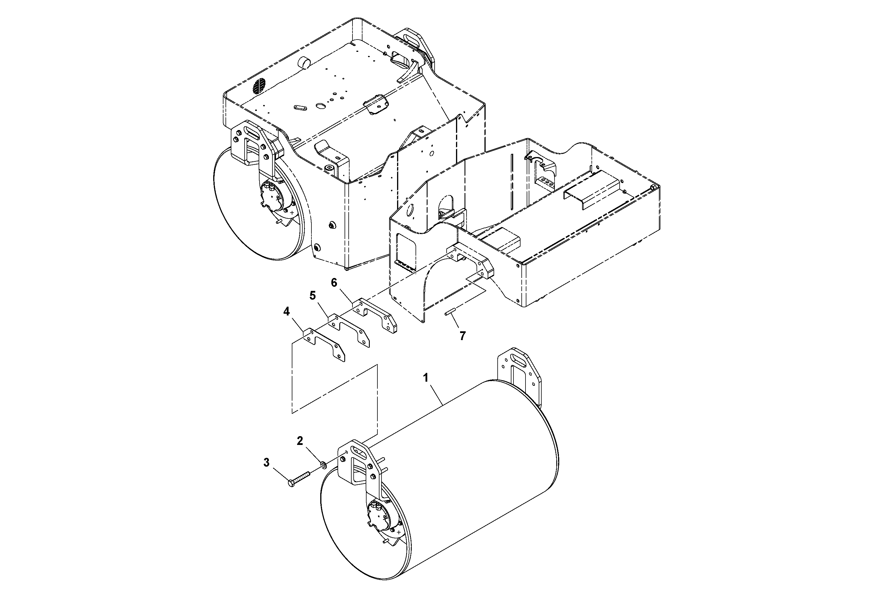 Схема запчастей Volvo DD29/DD30/DD31HF/DD38HF S/N 197592 - - 74382 Drum Installation 