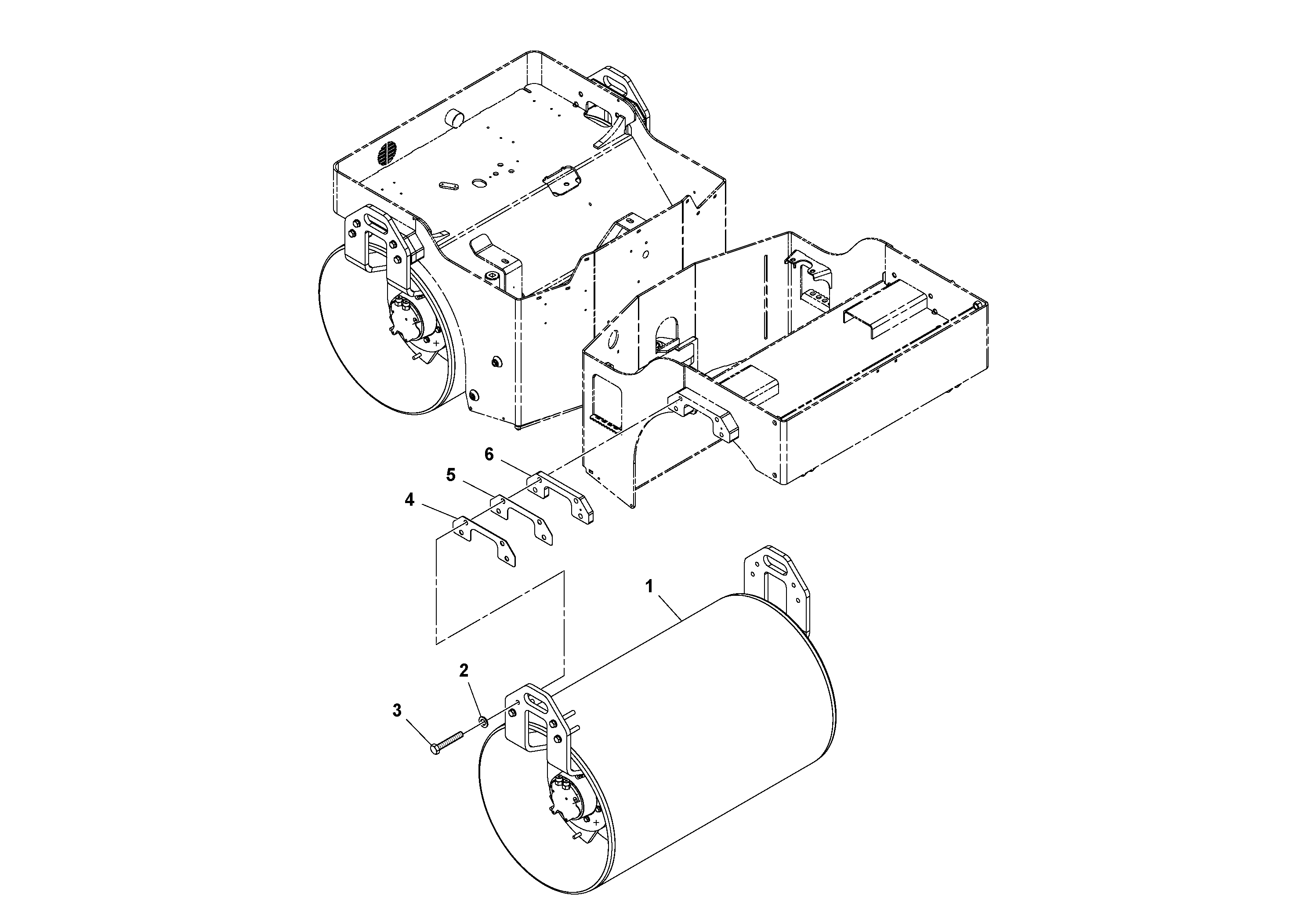 Схема запчастей Volvo DD29/DD30/DD31HF/DD38HF S/N 197592 - - 78343 Drum Installation 