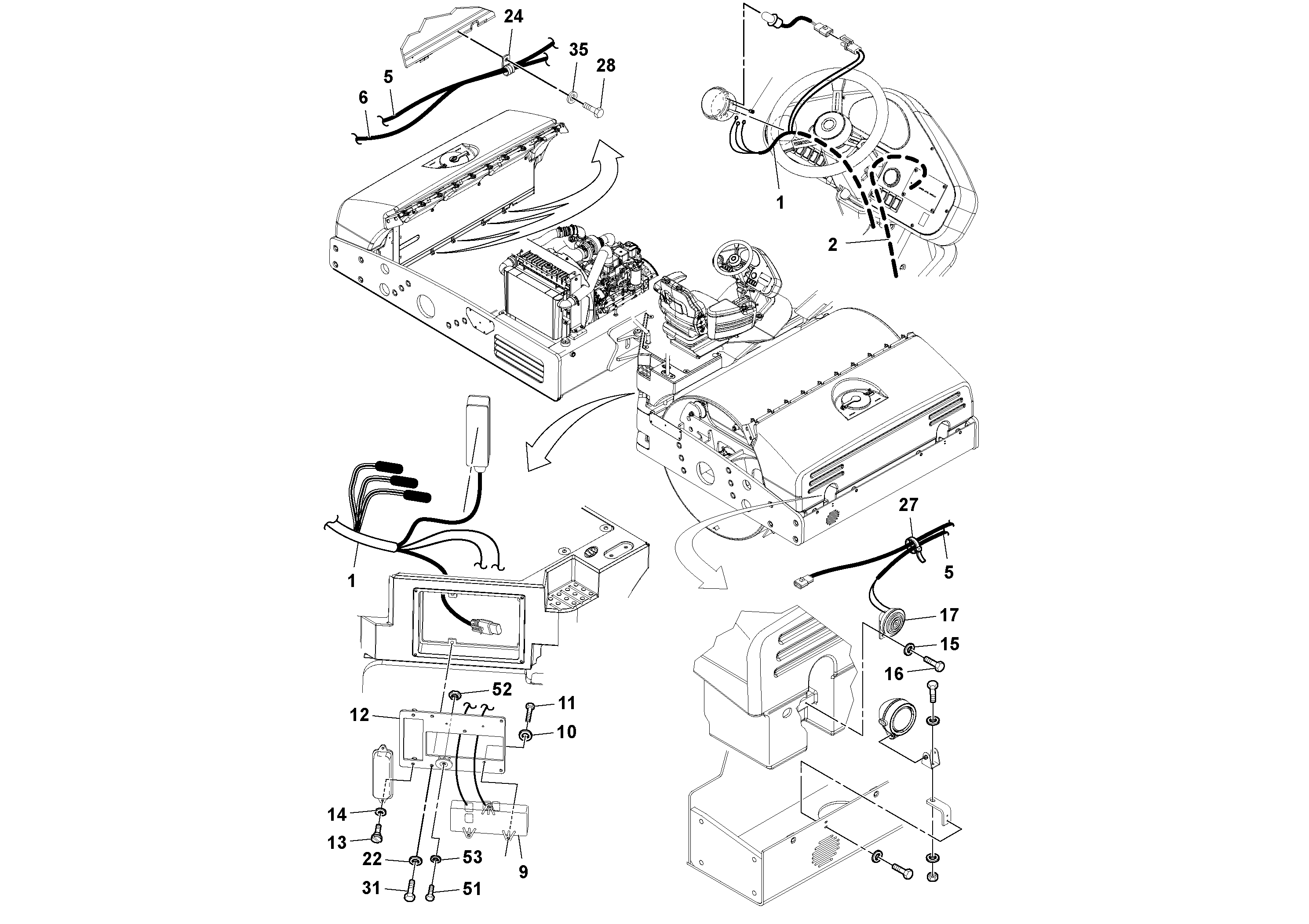 Схема запчастей Volvo DD112HF/DD118HF/HA/HFA S/N 197518 - - 102984 Electrical Installation 