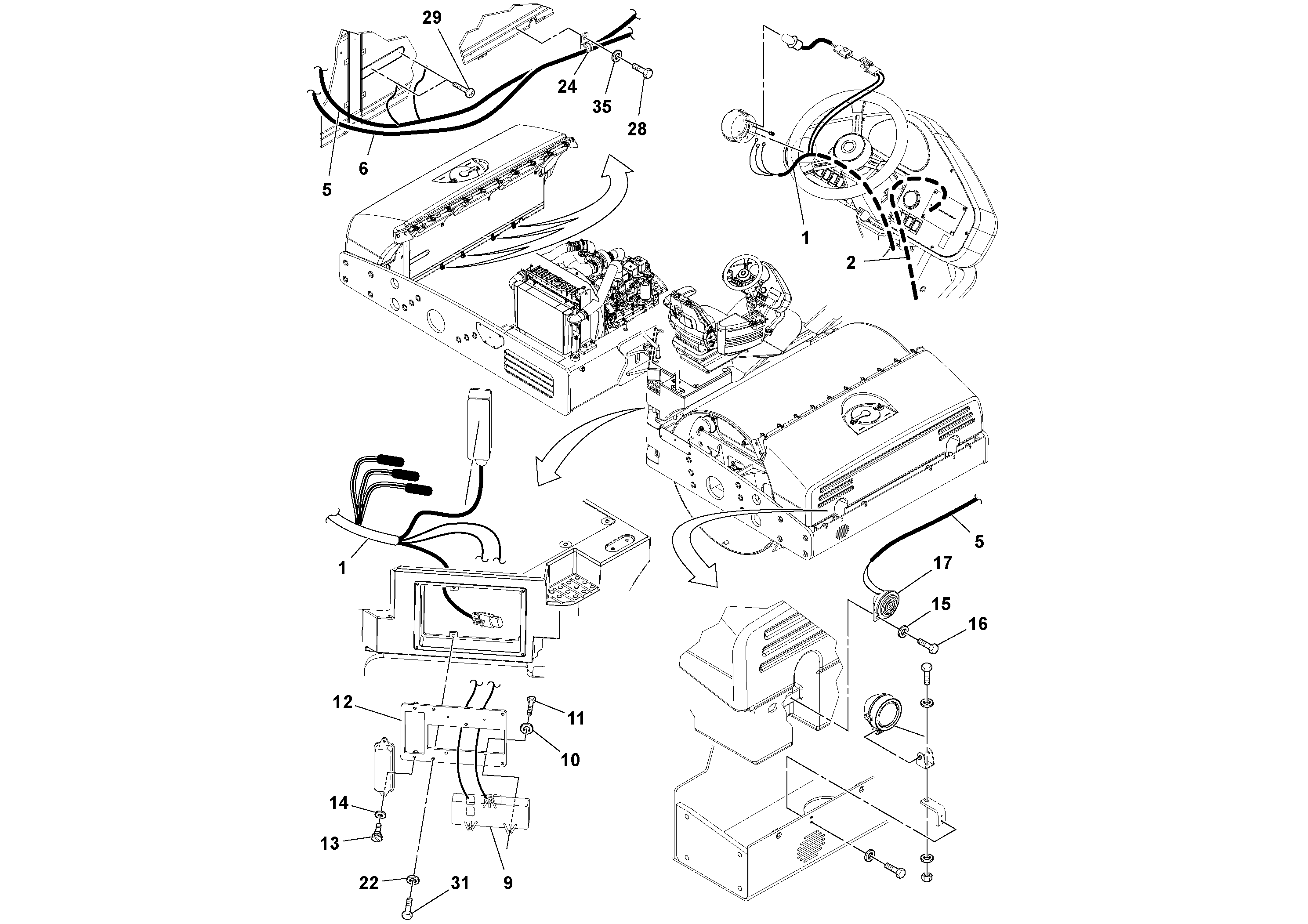 Схема запчастей Volvo DD112HF/DD118HF/HA/HFA S/N 197518 - - 59148 Electrical Installation 