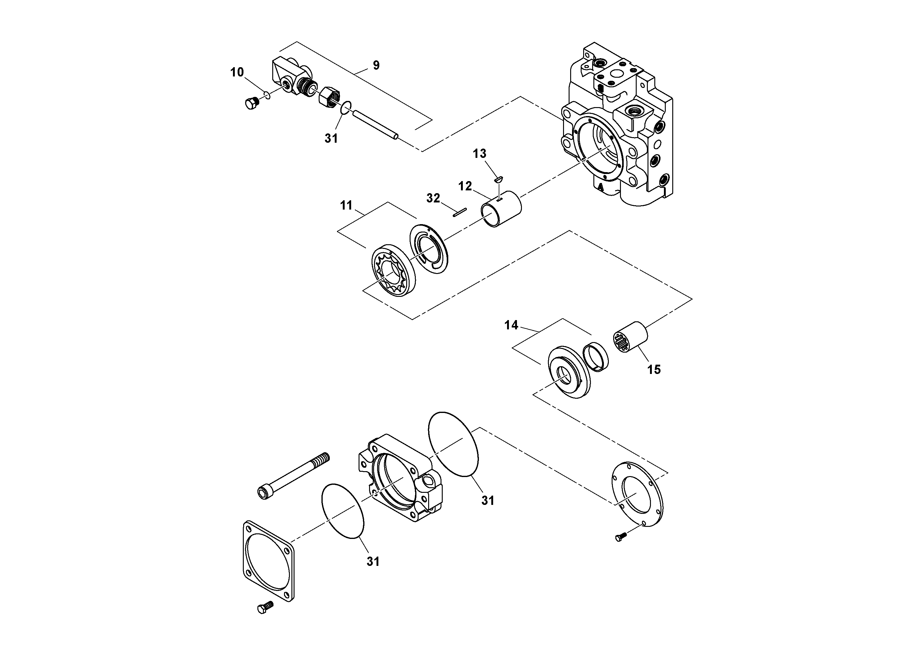 Схема запчастей Volvo DD112HF/DD118HF/HA/HFA S/N 197518 - - 13300 Propulsion Pump 