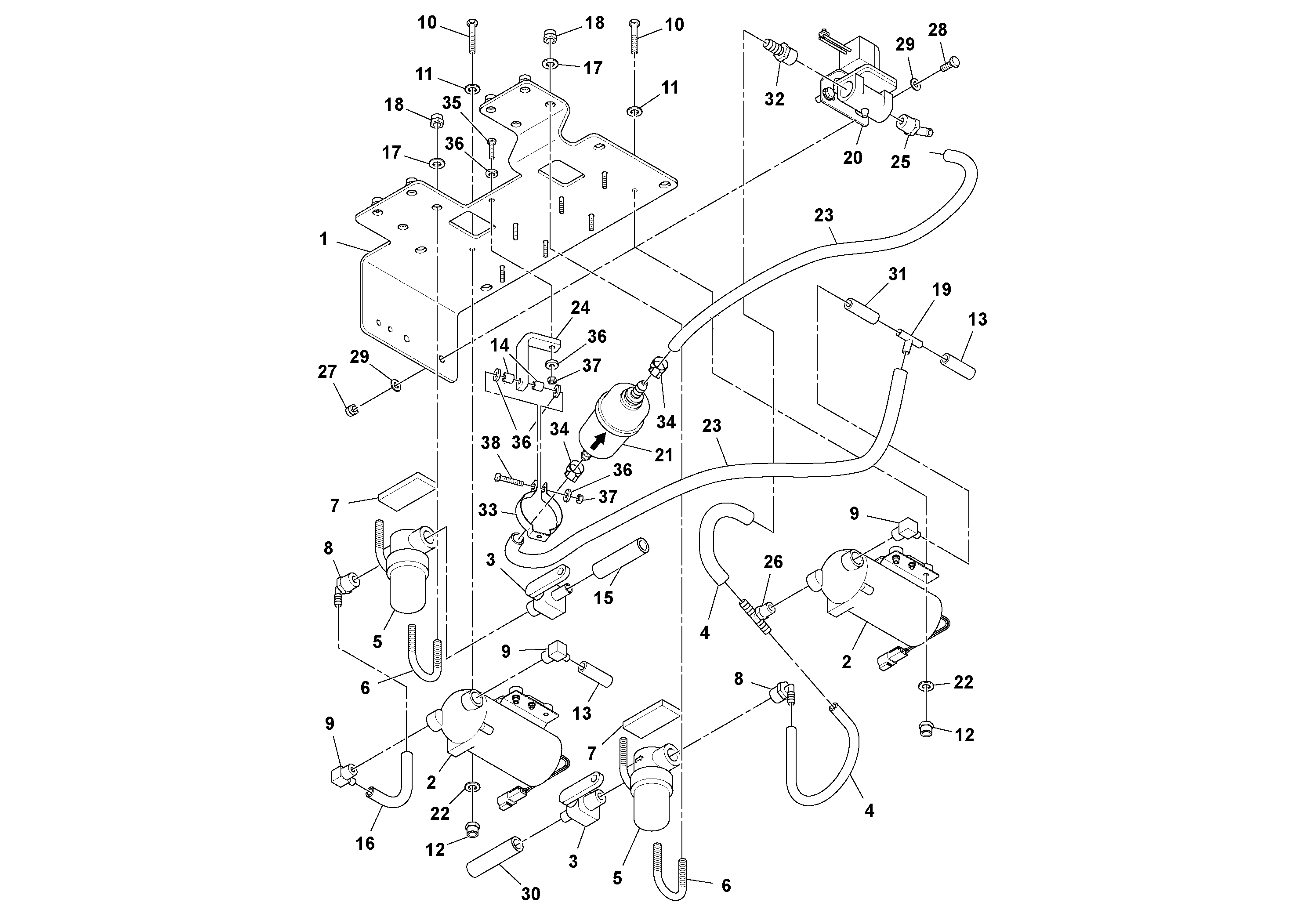 Схема запчастей Volvo DD112HF/DD118HF/HA/HFA S/N 197518 - - 63777 Pump and Water Hose Assembly 