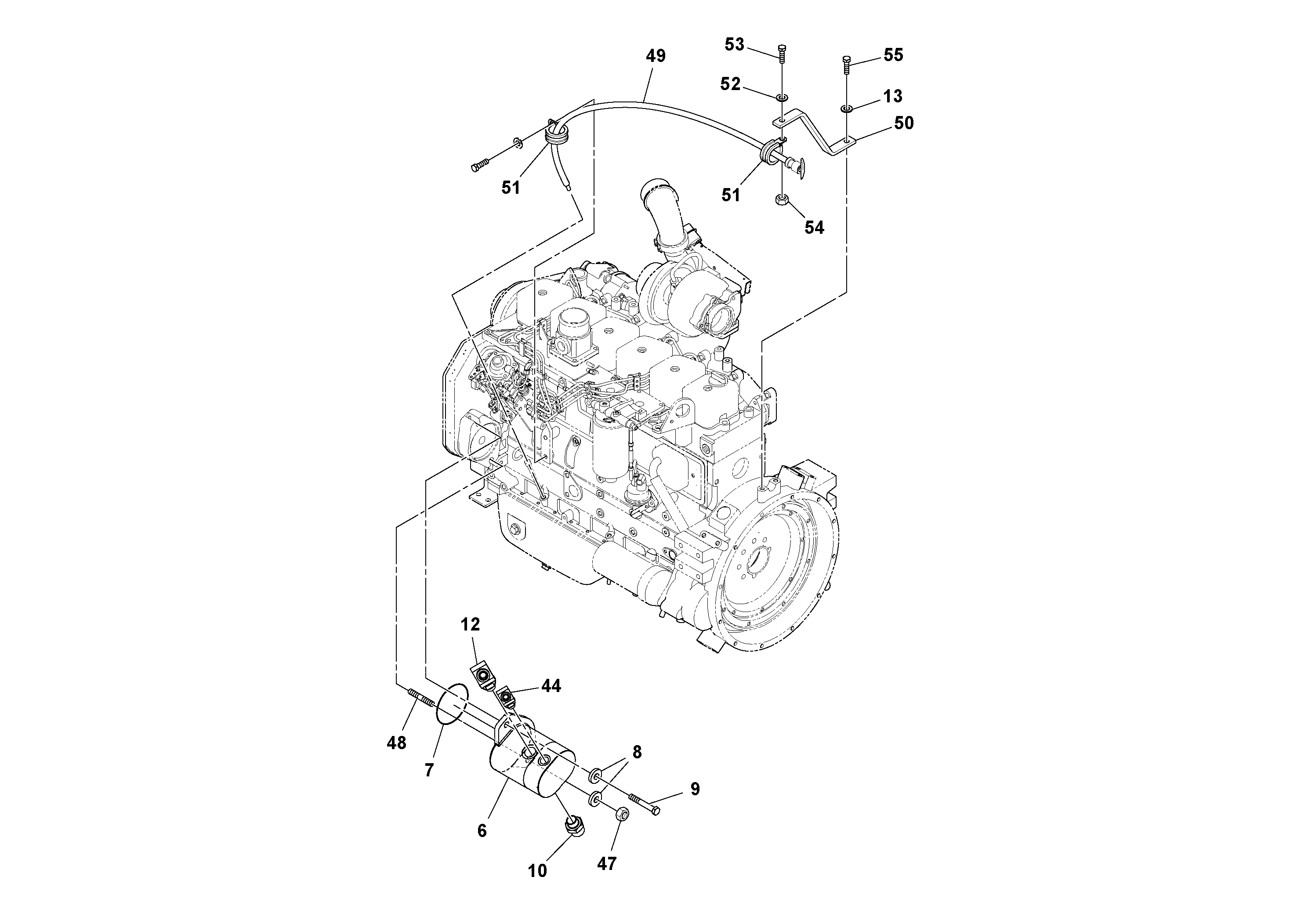 Схема запчастей Volvo DD132HF/DD138HF/HA/HFA S/N 197527- - 58445 Двигатель в сборе 