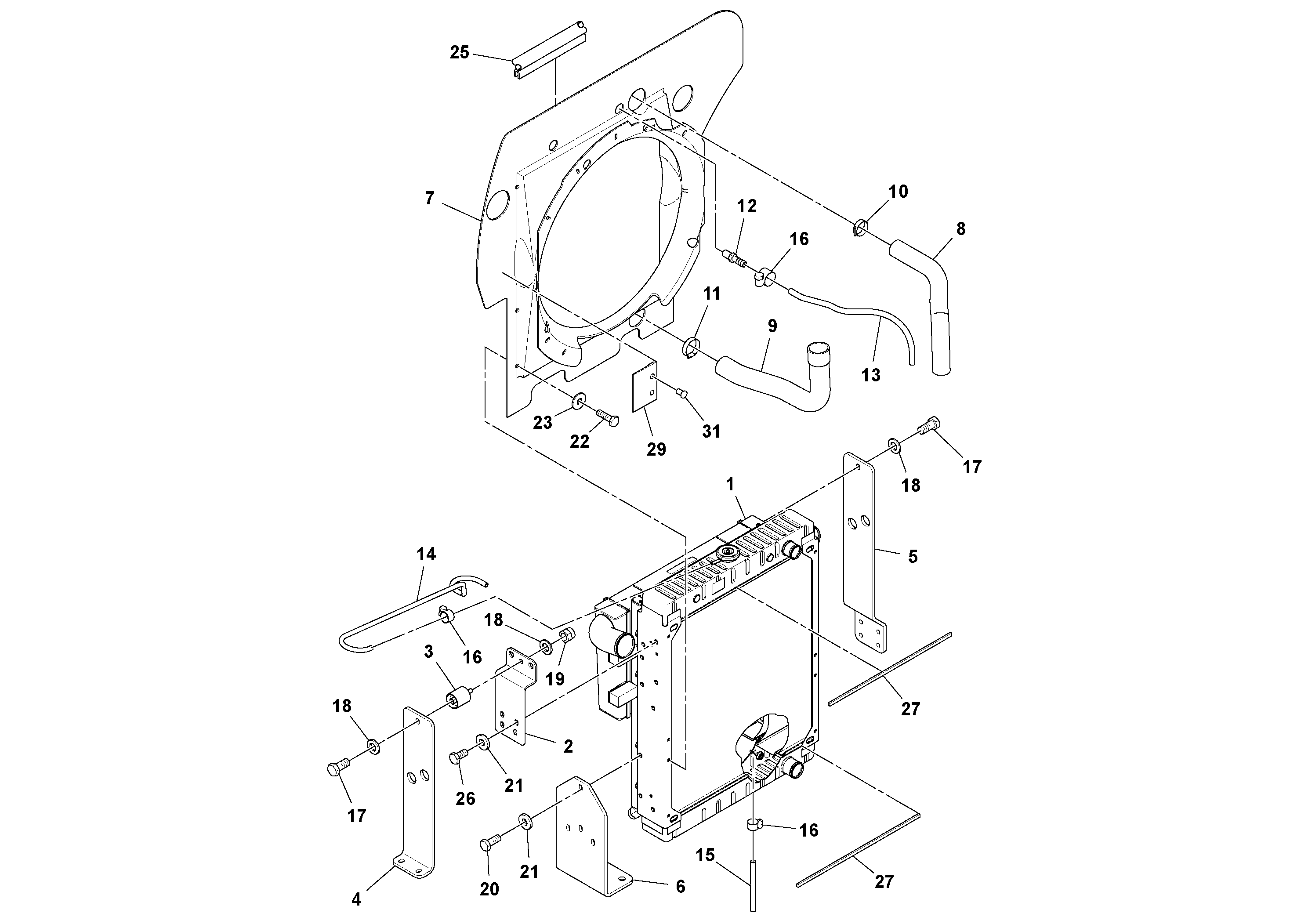Схема запчастей Volvo DD132HF/DD138HF/HA/HFA S/N 197527- - 105003 Cooling Package Assembly 