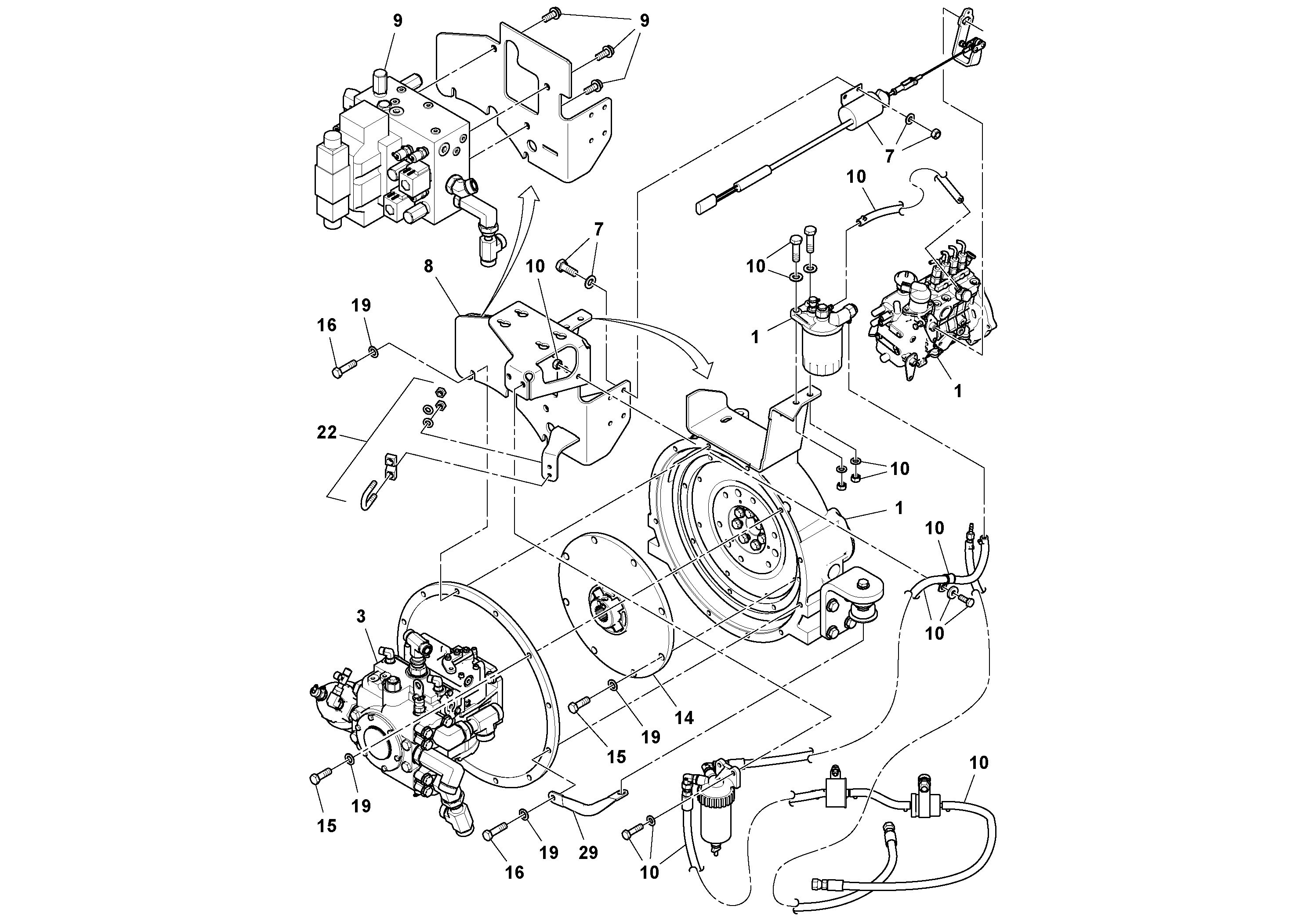 Схема запчастей Volvo DD70/DD70HF S/N 197522 - - 101740 Engine Installation 