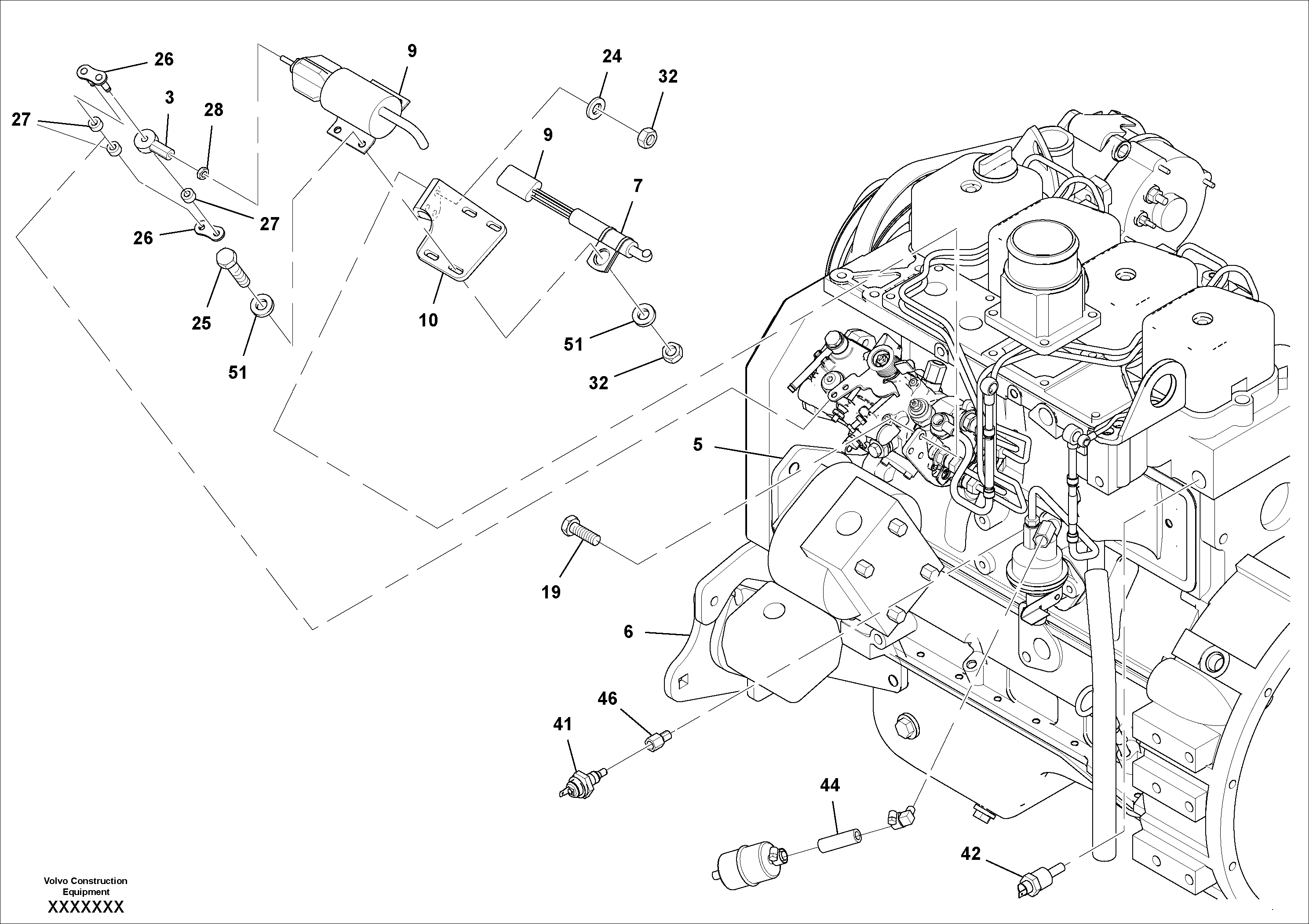 Схема запчастей Volvo DD70/DD70HF S/N 197522 - - 66983 Engine Installation 