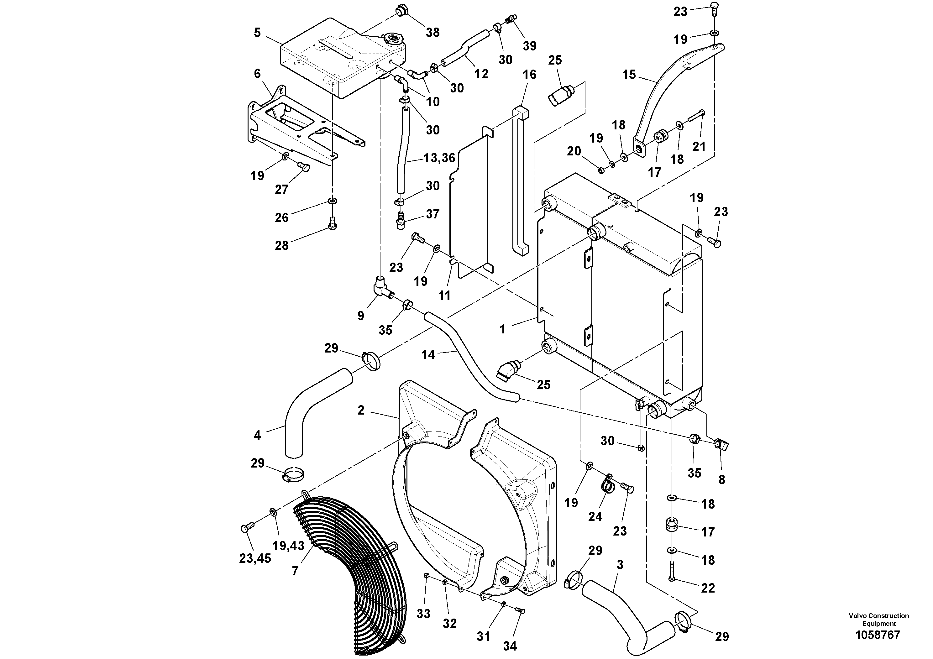 Схема запчастей Volvo DD70/DD70HF S/N 197522 - - 102359 Radiator/Oil Cooler Installation 