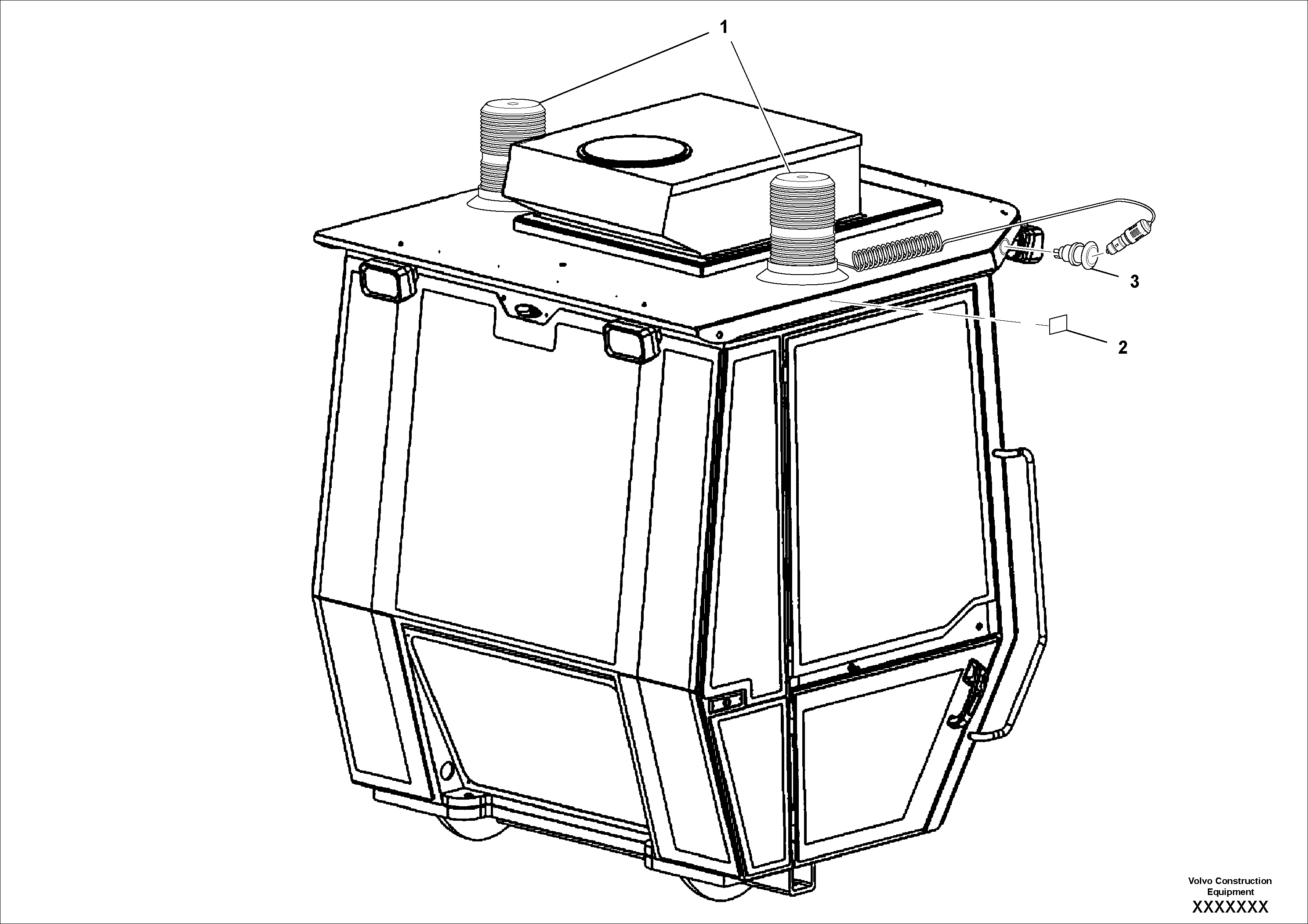 Схема запчастей Volvo DD70/DD70HF S/N 197522 - - 36812 Cab Strobe Light Installation 