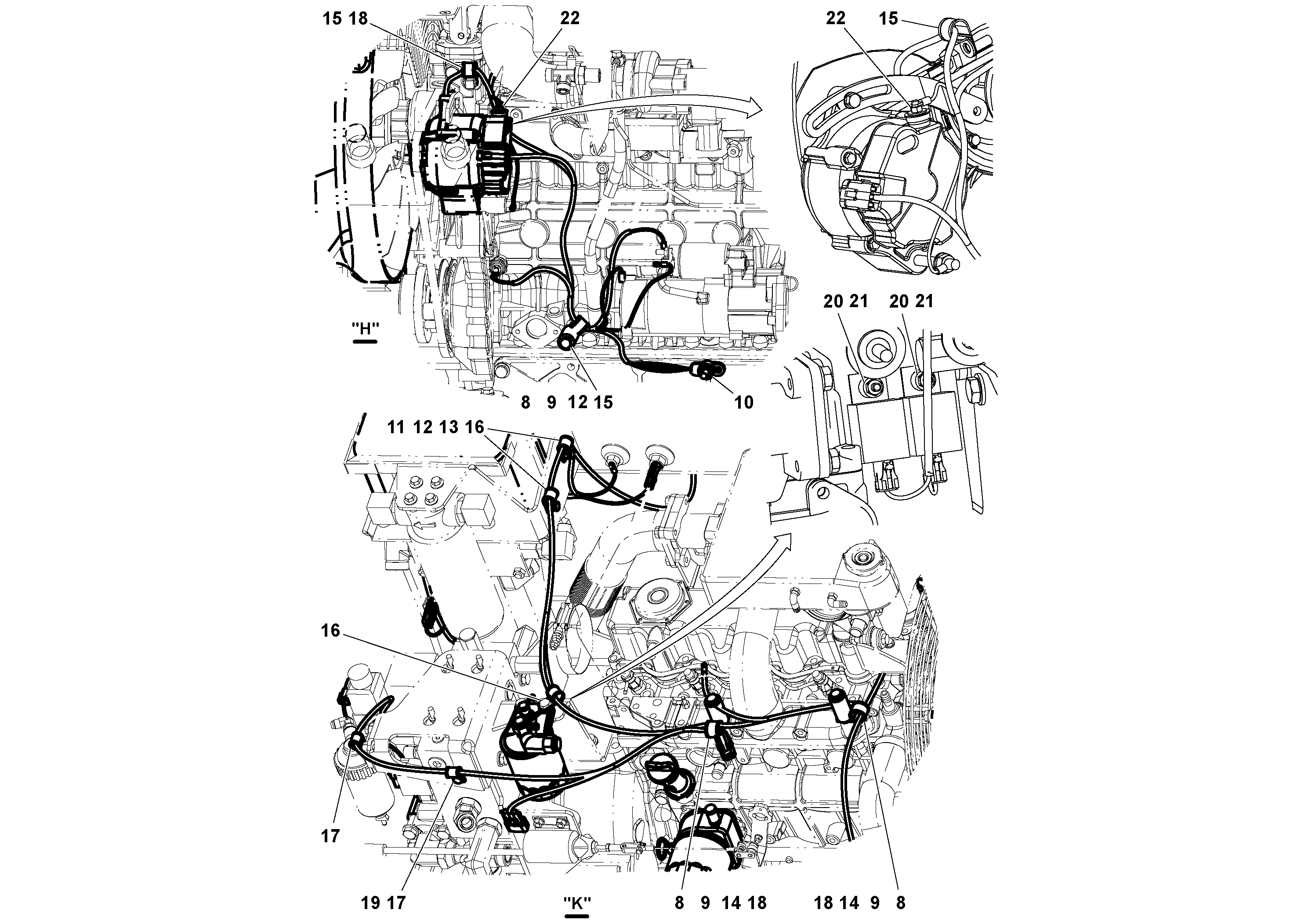 Схема запчастей Volvo DD70/DD70HF S/N 197522 - - 58715 Cable Harness Installation 