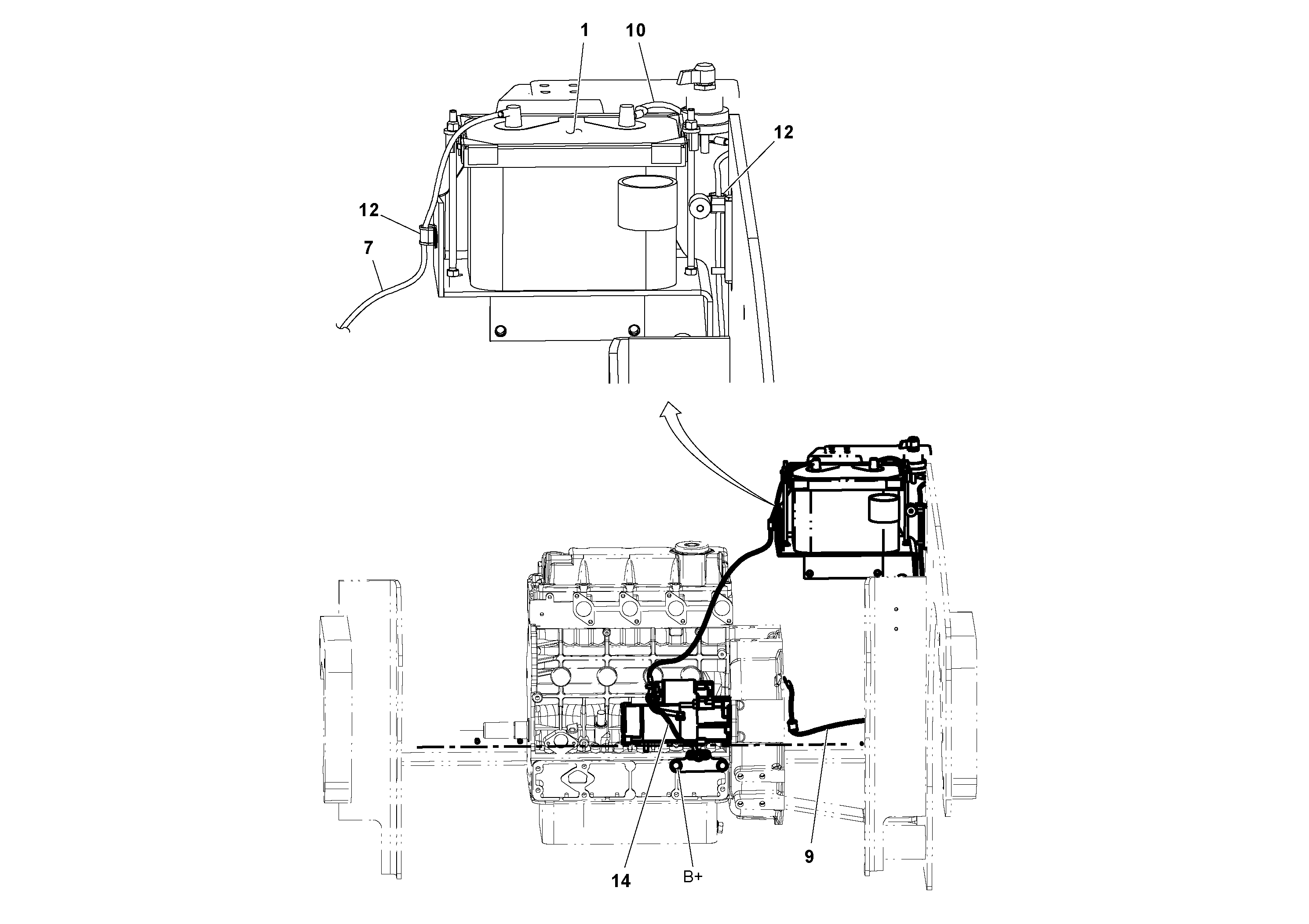 Схема запчастей Volvo DD70/DD70HF S/N 197522 - - 95618 Battery installation 