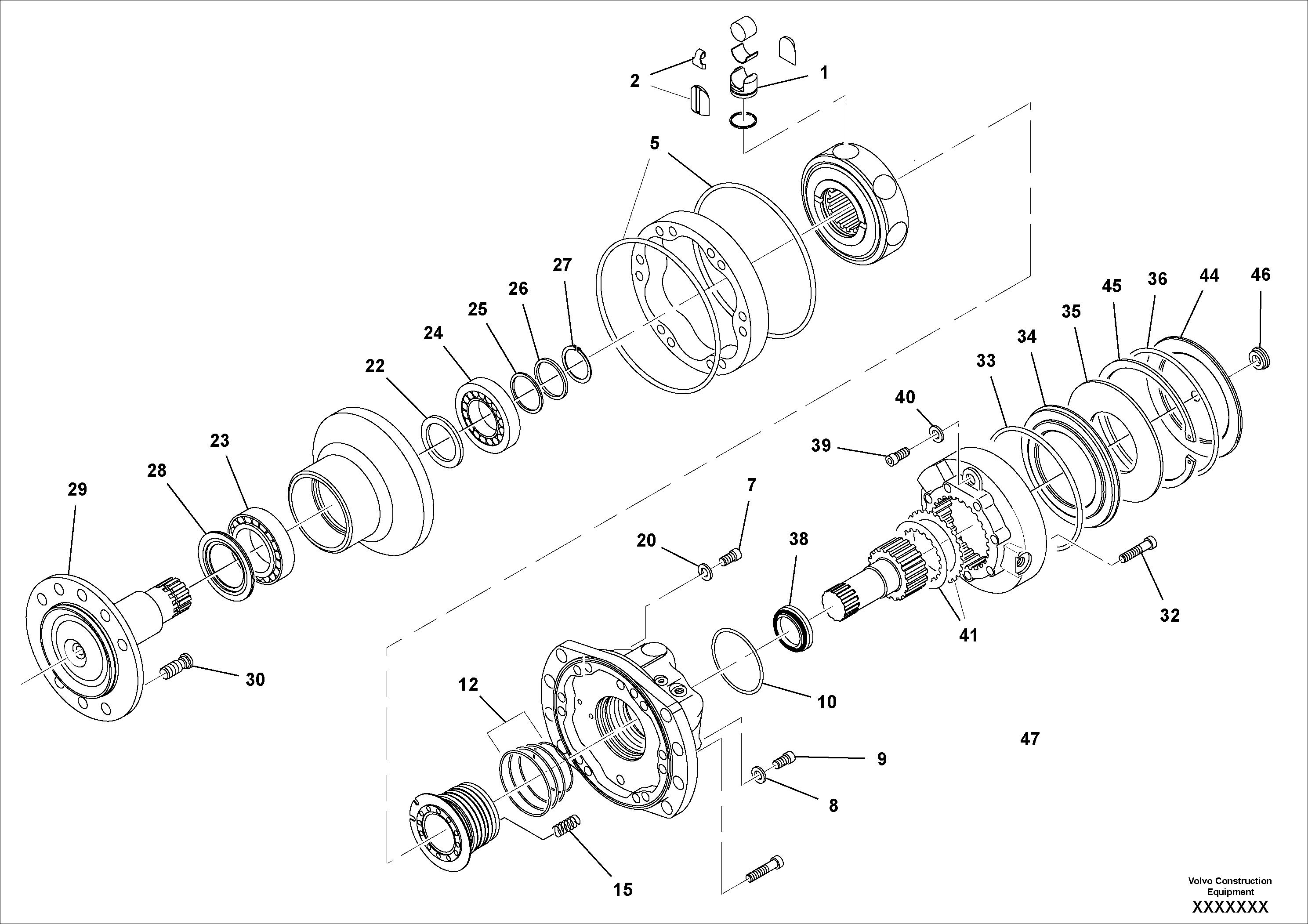 Схема запчастей Volvo DD70/DD70HF S/N 197522 - - 96400 Rear Drum Drive Motor 