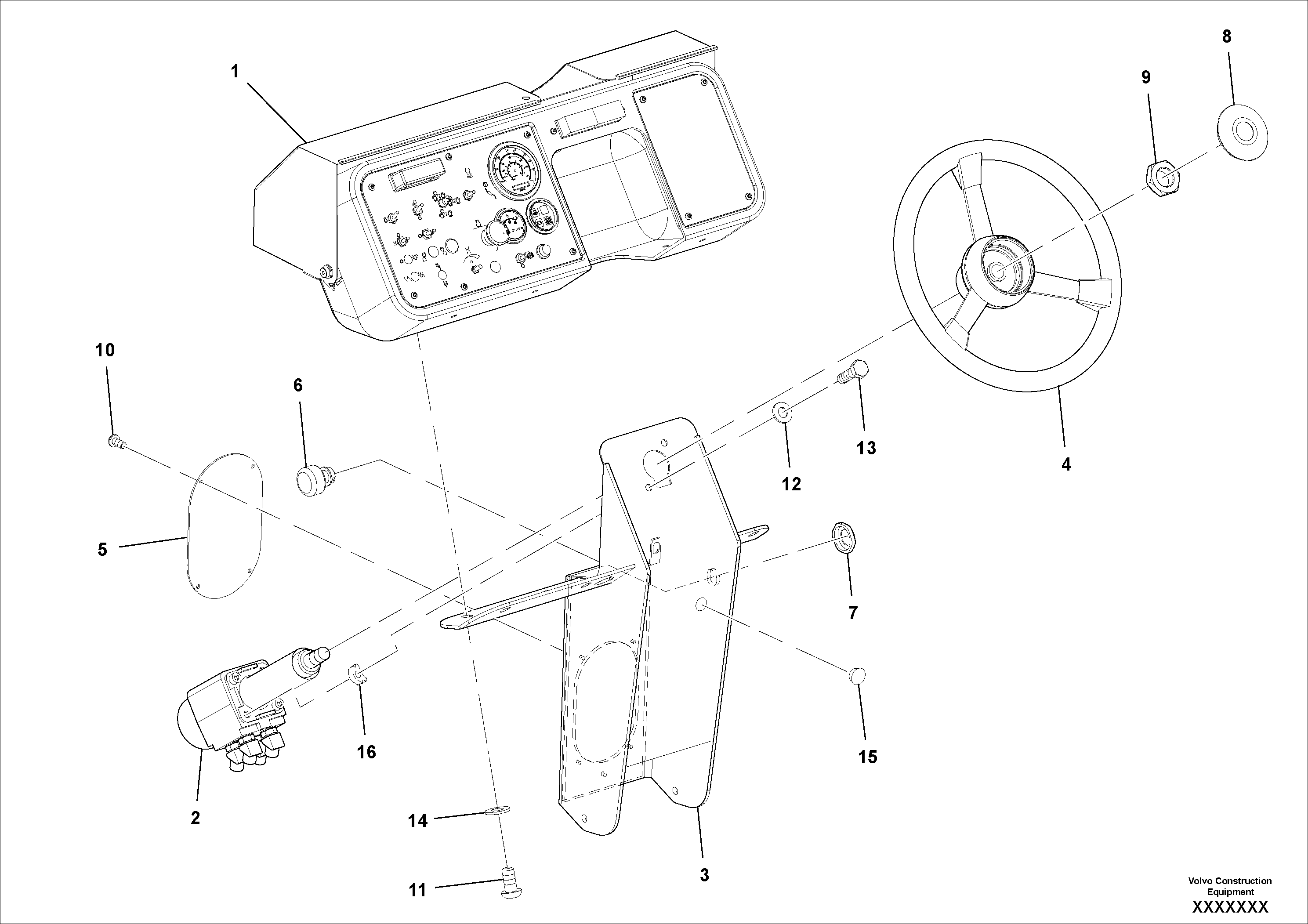 Схема запчастей Volvo DD70/DD70HF S/N 197522 - - 41339 Steering Console Assembly 