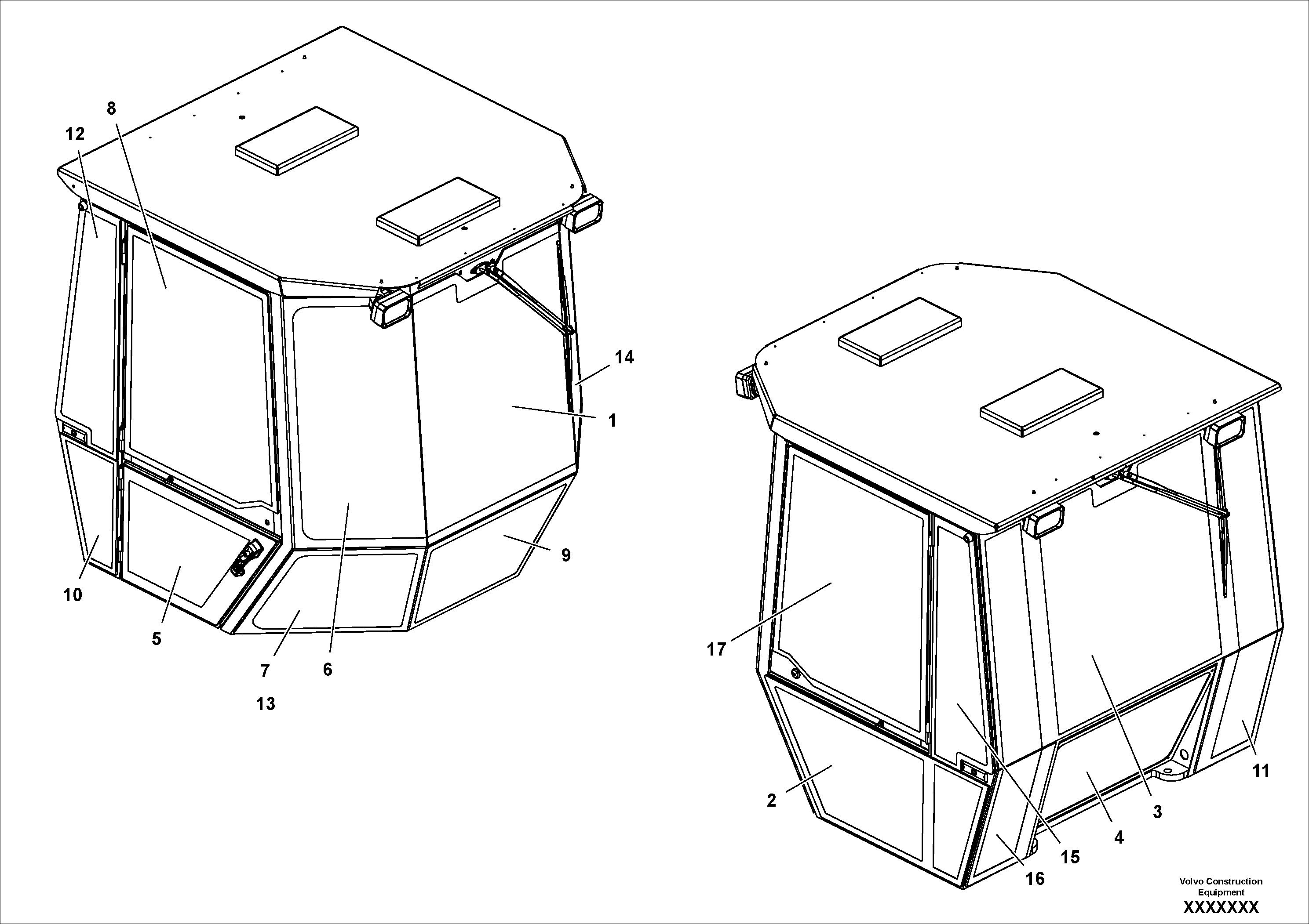 Схема запчастей Volvo DD70/DD70HF S/N 197522 - - 56447 Cab Glass Assembly 