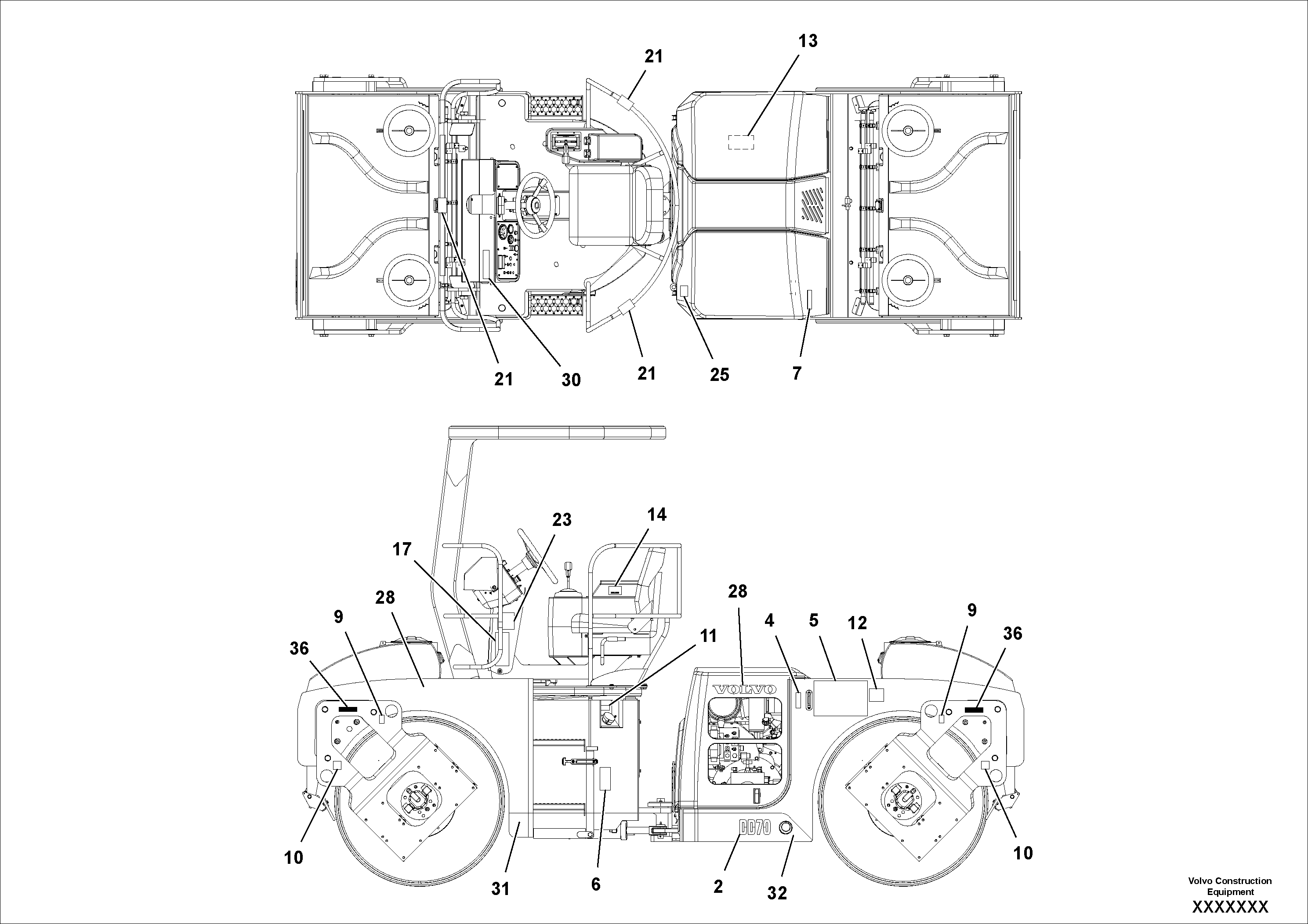 Схема запчастей Volvo DD70/DD70HF S/N 197522 - - 62877 Decal Installation 