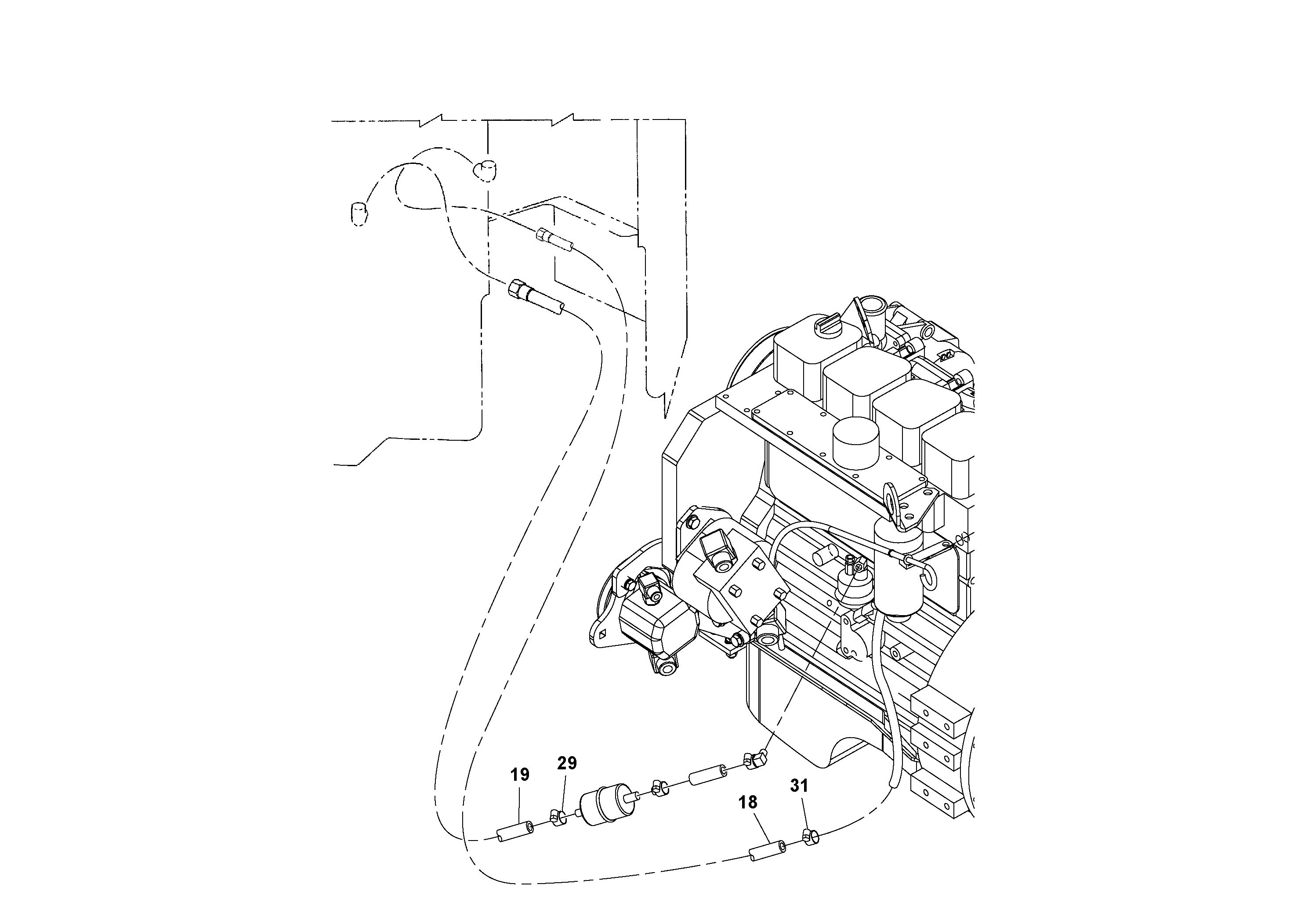 Схема запчастей Volvo DD70/DD70HF S/N 197522 - - 66601 Rear Frame Hydraulic Hose Installation 