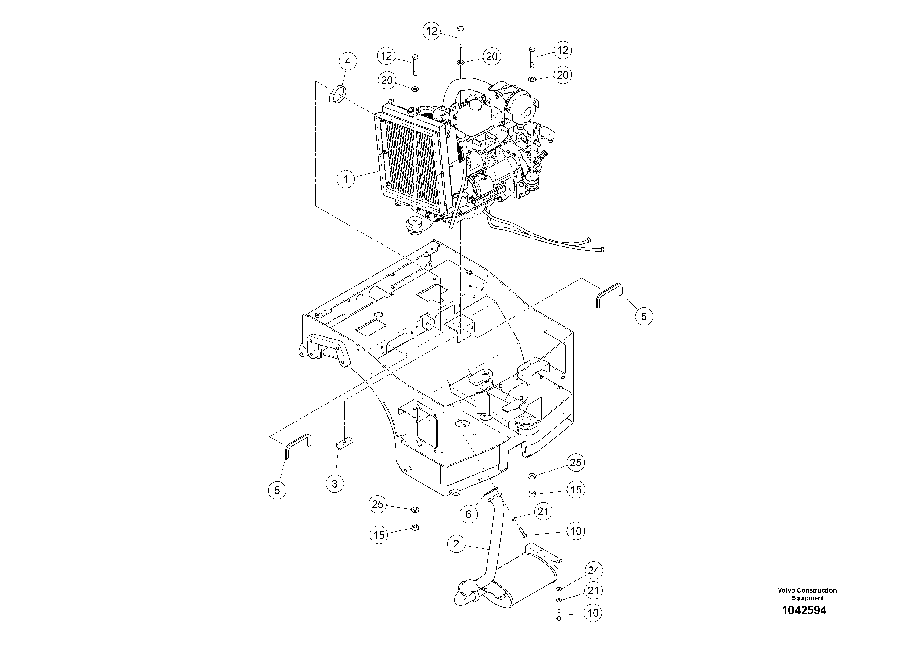 Схема запчастей Volvo DD24 S/N 20661 - - 78307 Engine Installation 