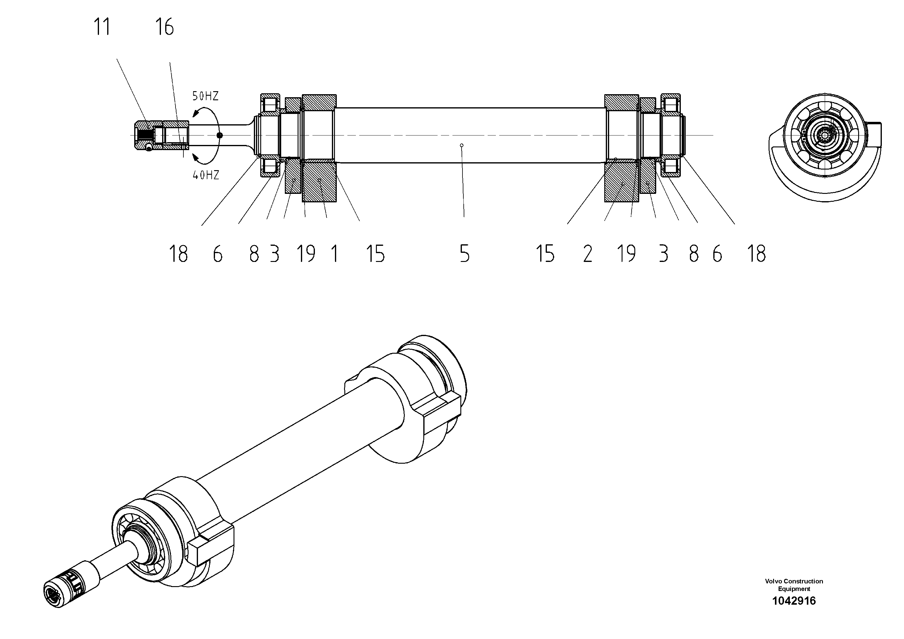 Схема запчастей Volvo DD85 S/N 21362 - - 53992 Vibration Shaft 