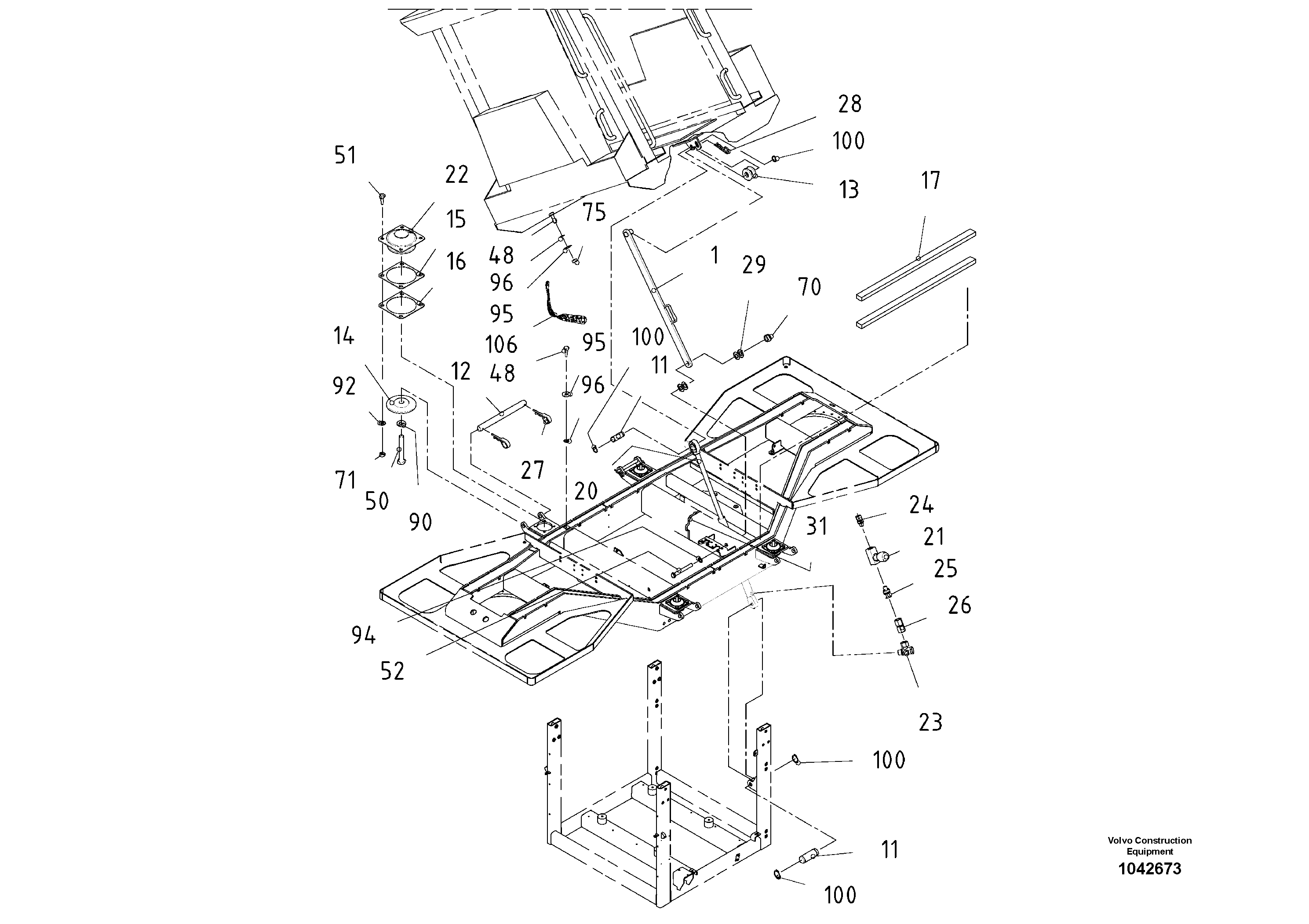 Схема запчастей Volvo DD85 S/N 21362 - - 59528 Cab Mounting Parts 