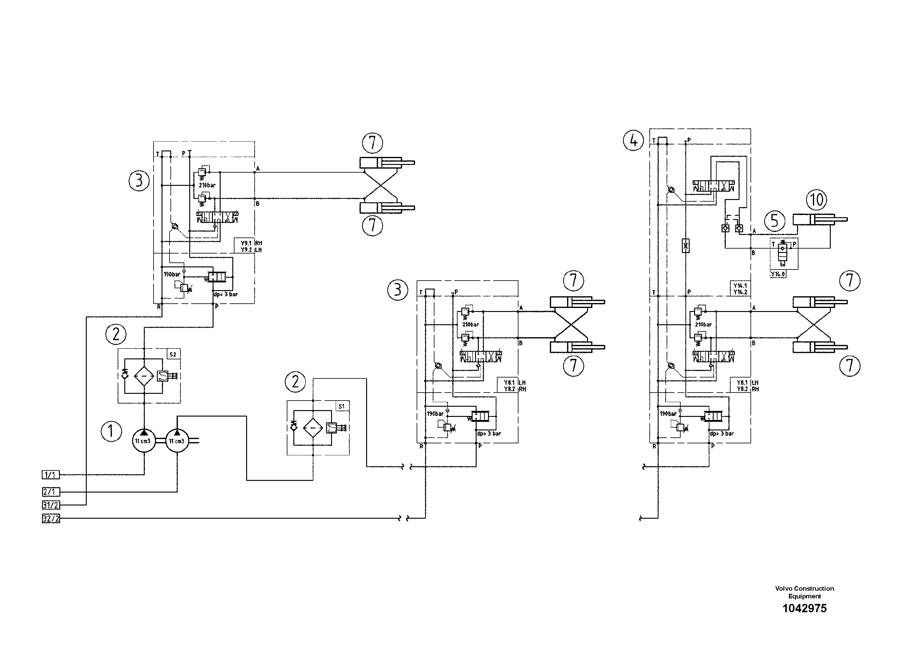 Схема запчастей Volvo DD85 S/N 21362 - - 54092 Hydraulic diagram 