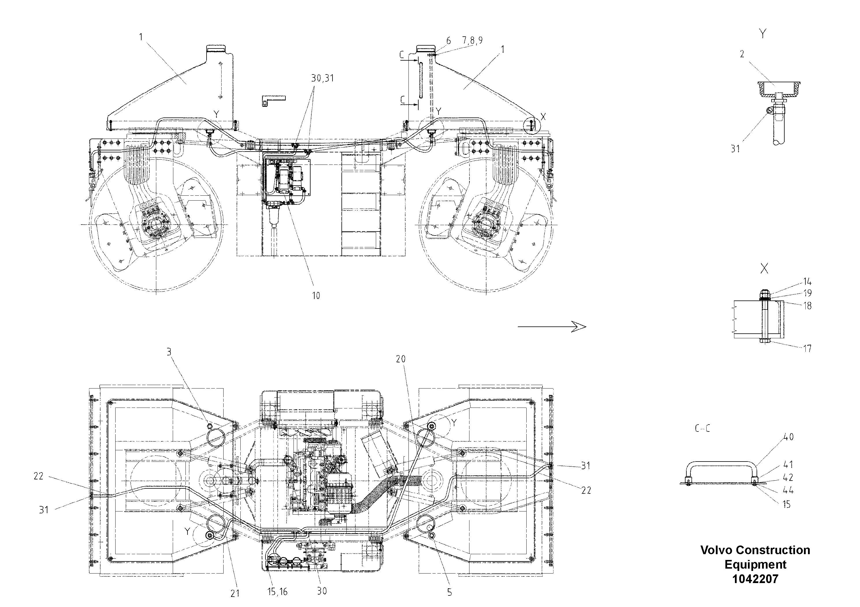 Схема запчастей Volvo DD85 S/N 21362 - - 95354 Pressure sprinkler system 