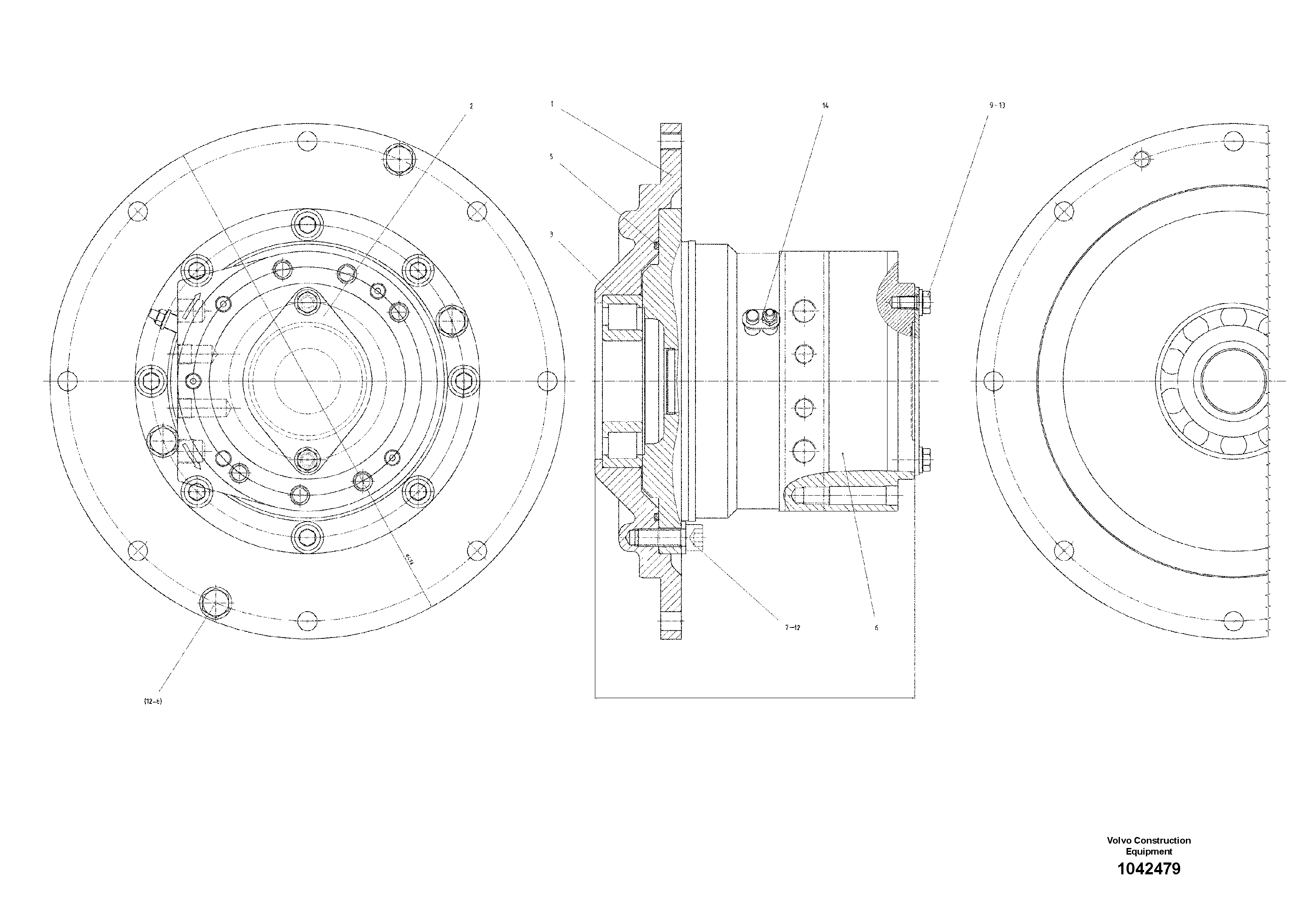 Схема запчастей Volvo DD85 S/N 21362 - - 51042 Powertrain flange 