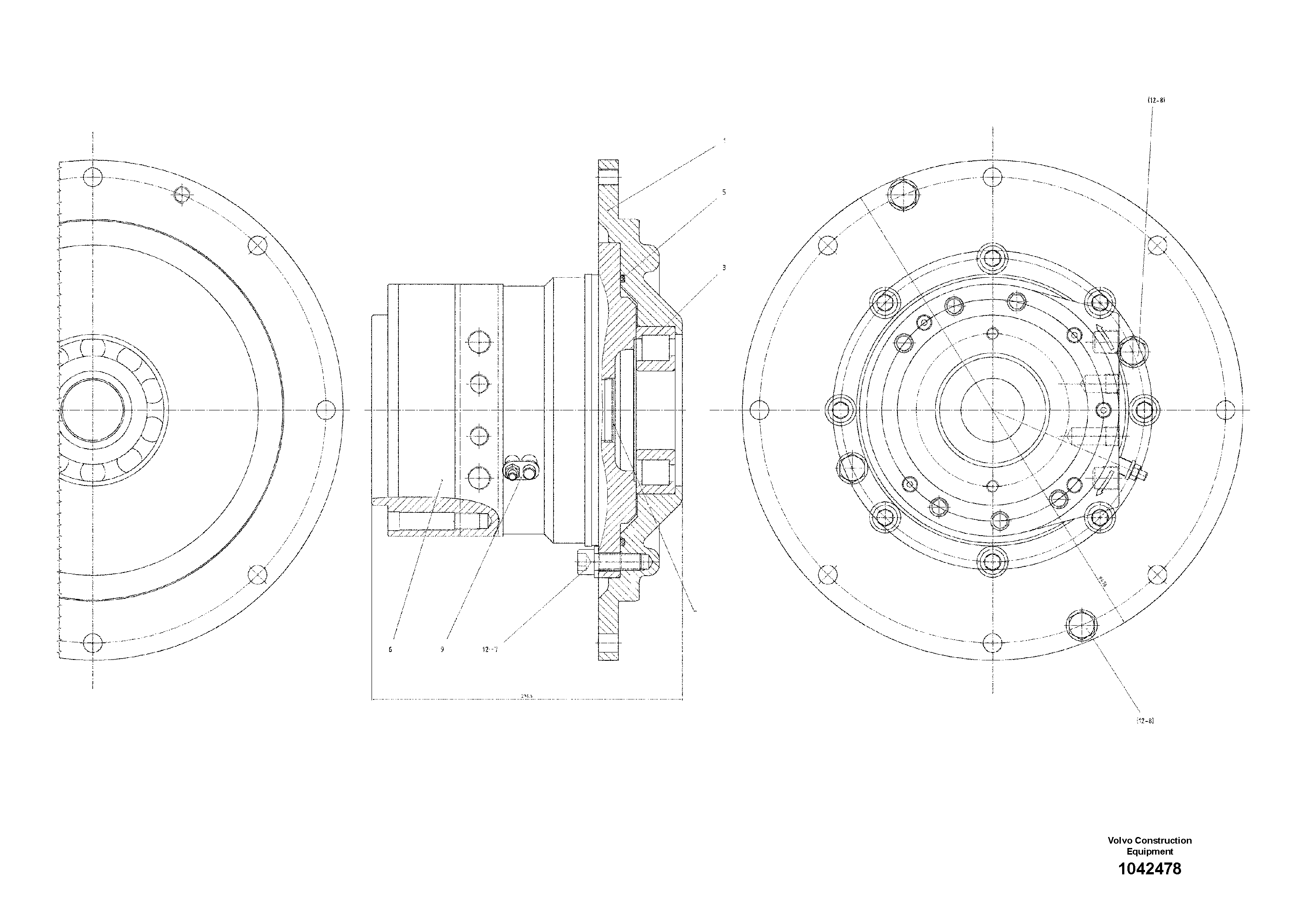 Схема запчастей Volvo DD95 S/N 20624 - - 73376 Powertrain flange 