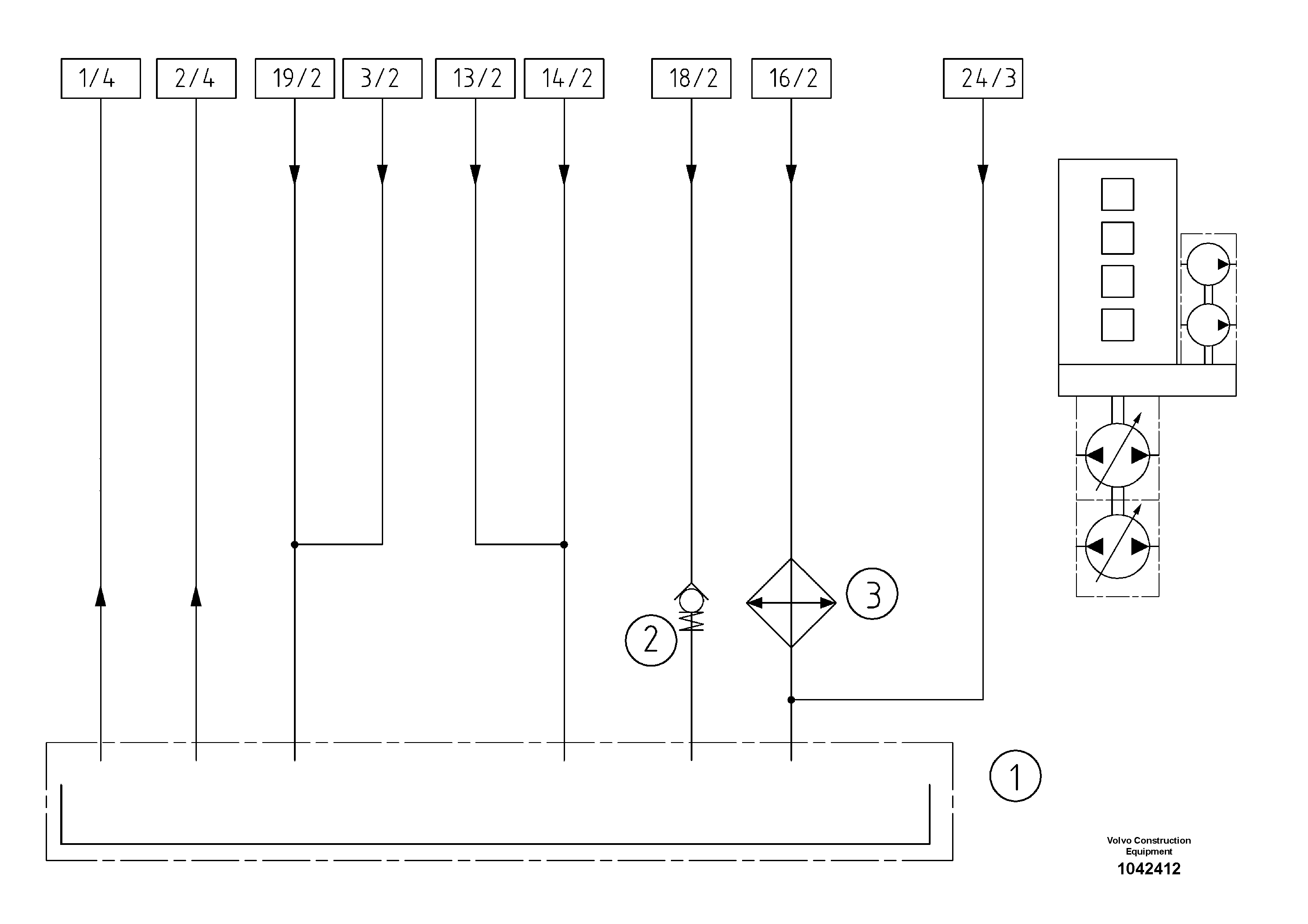 Схема запчастей Volvo DD95 S/N 20624 - - 81780 Hydraulic diagram 