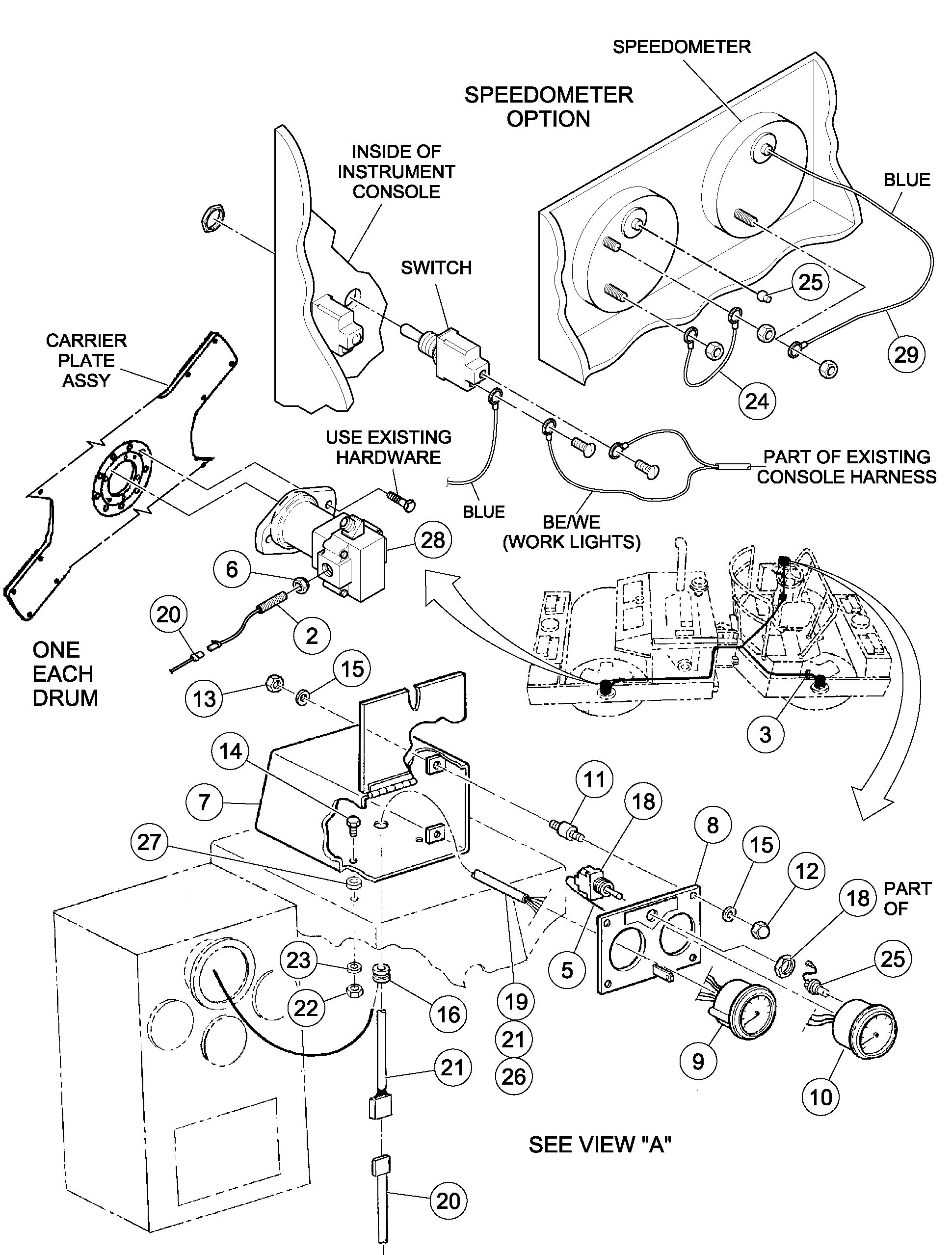 Схема запчастей Volvo DD126HF S/N 53537 - - 89657 Speedometer/vpm Meter Installation 
